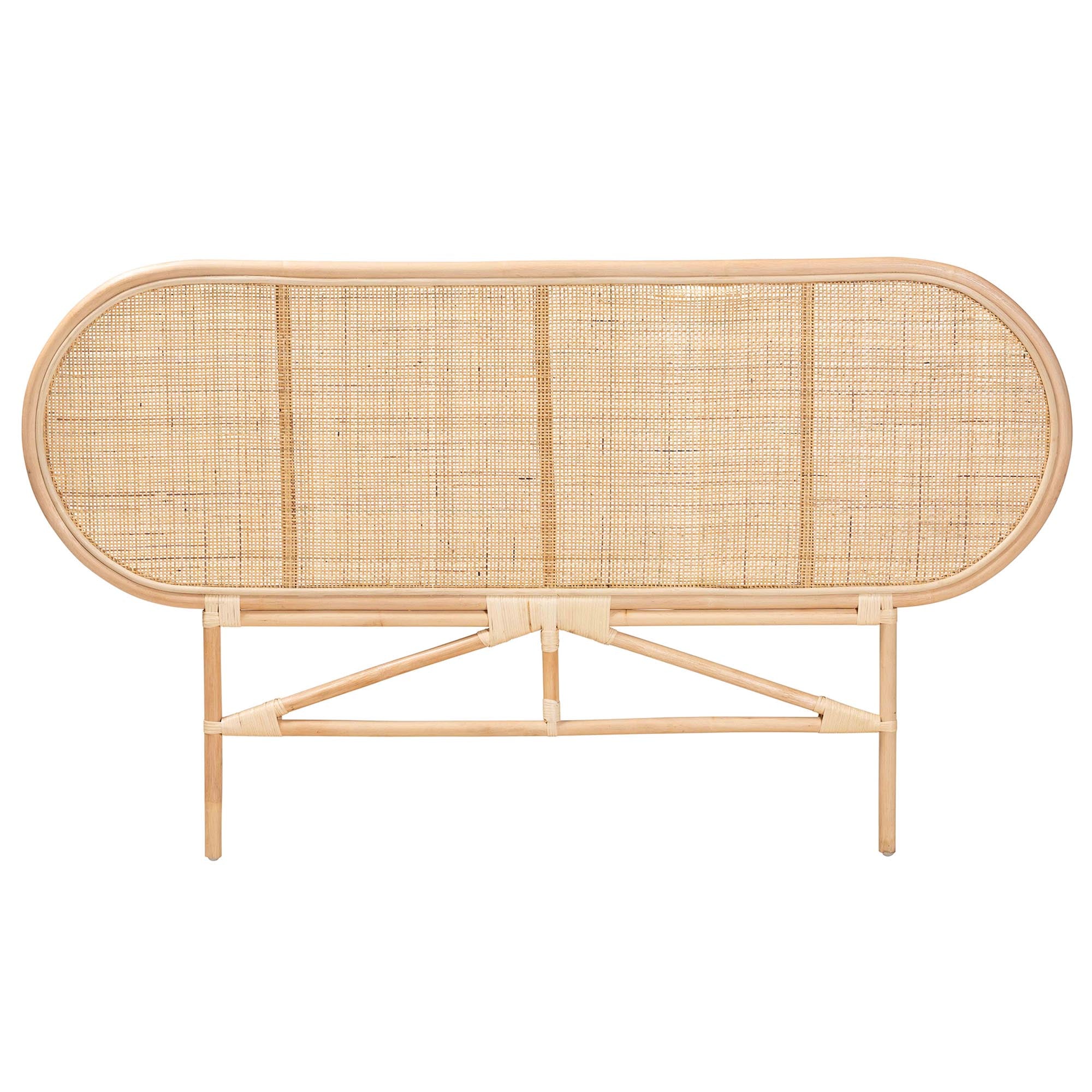 Modern Bohemian Natural Brown Rattan Queen Size Standalone Headboard