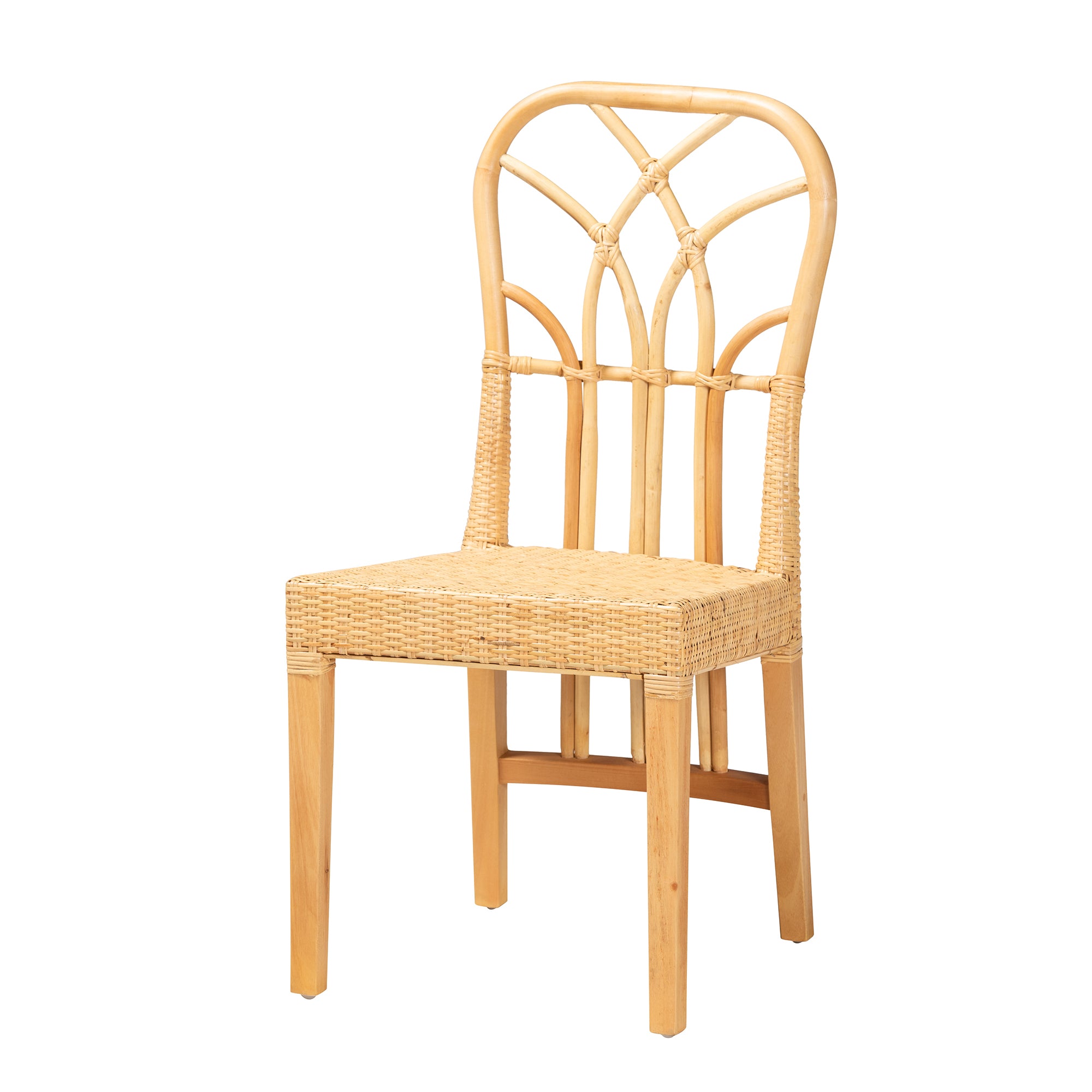 Maxim Mahogany Wood and Rattan Dining Chair