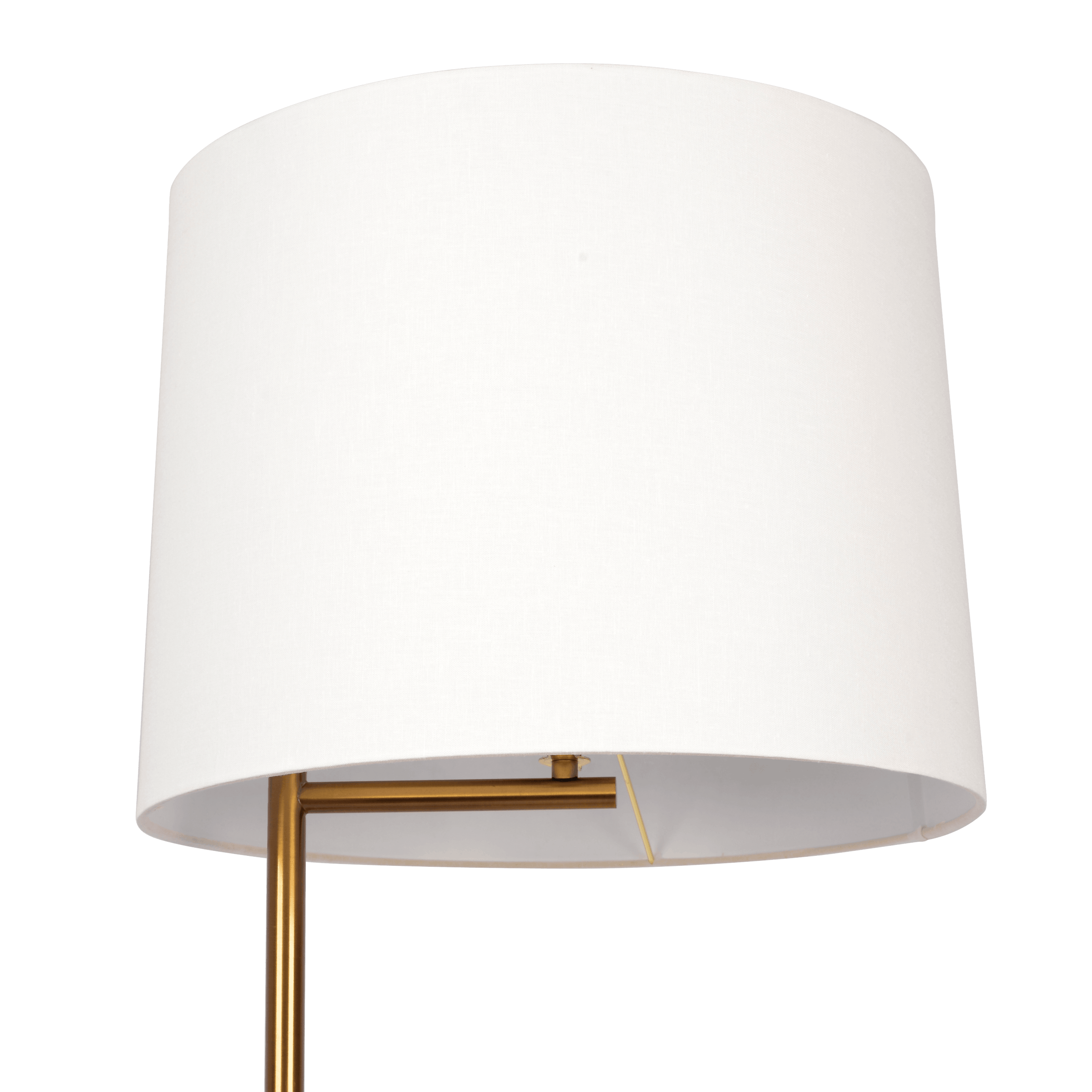 61" Floor Lamp with Drum-Shaped Linen Shade and Brass Base