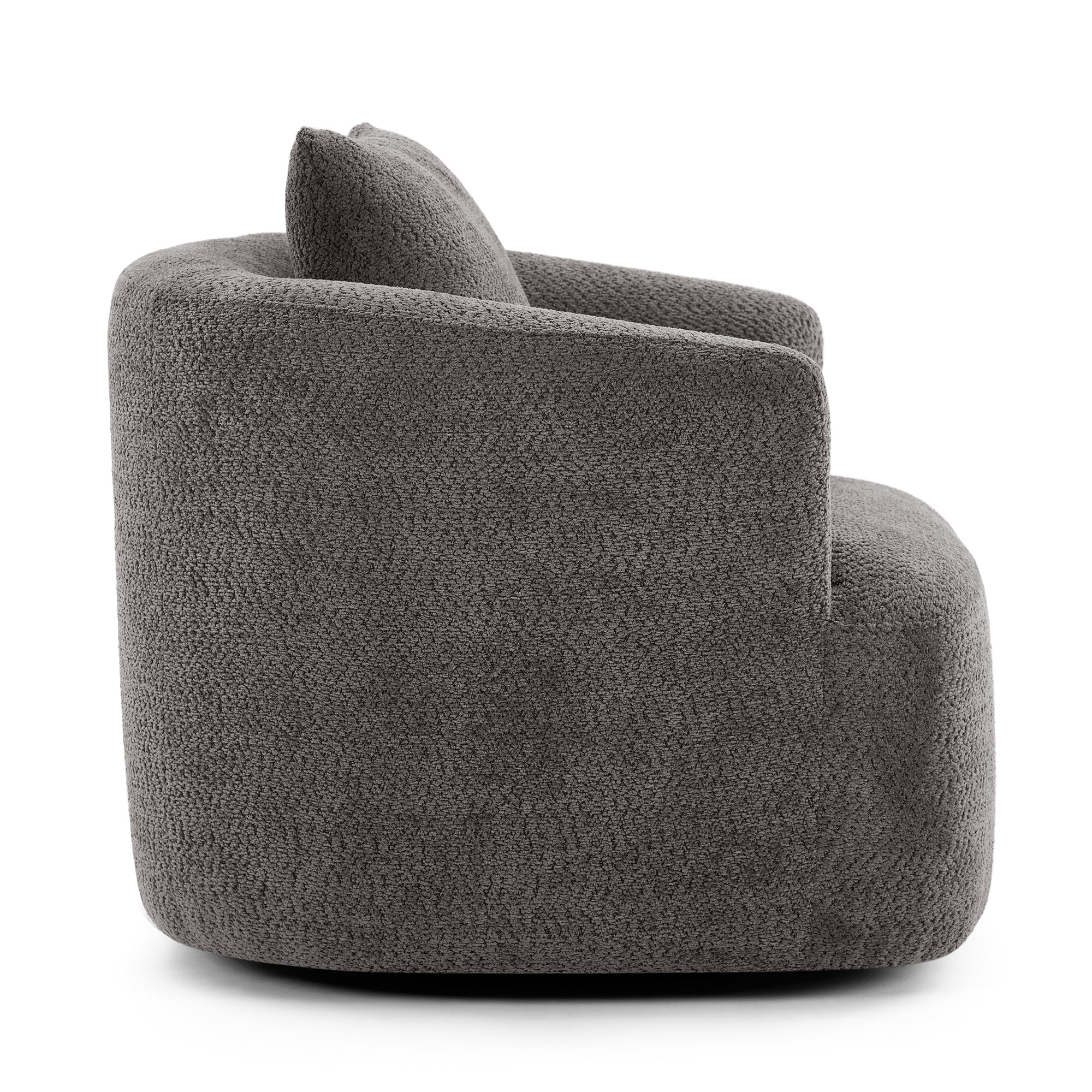 360° Swivel Barrel Chenille Upholstered Accent Chair with Throw Pillow