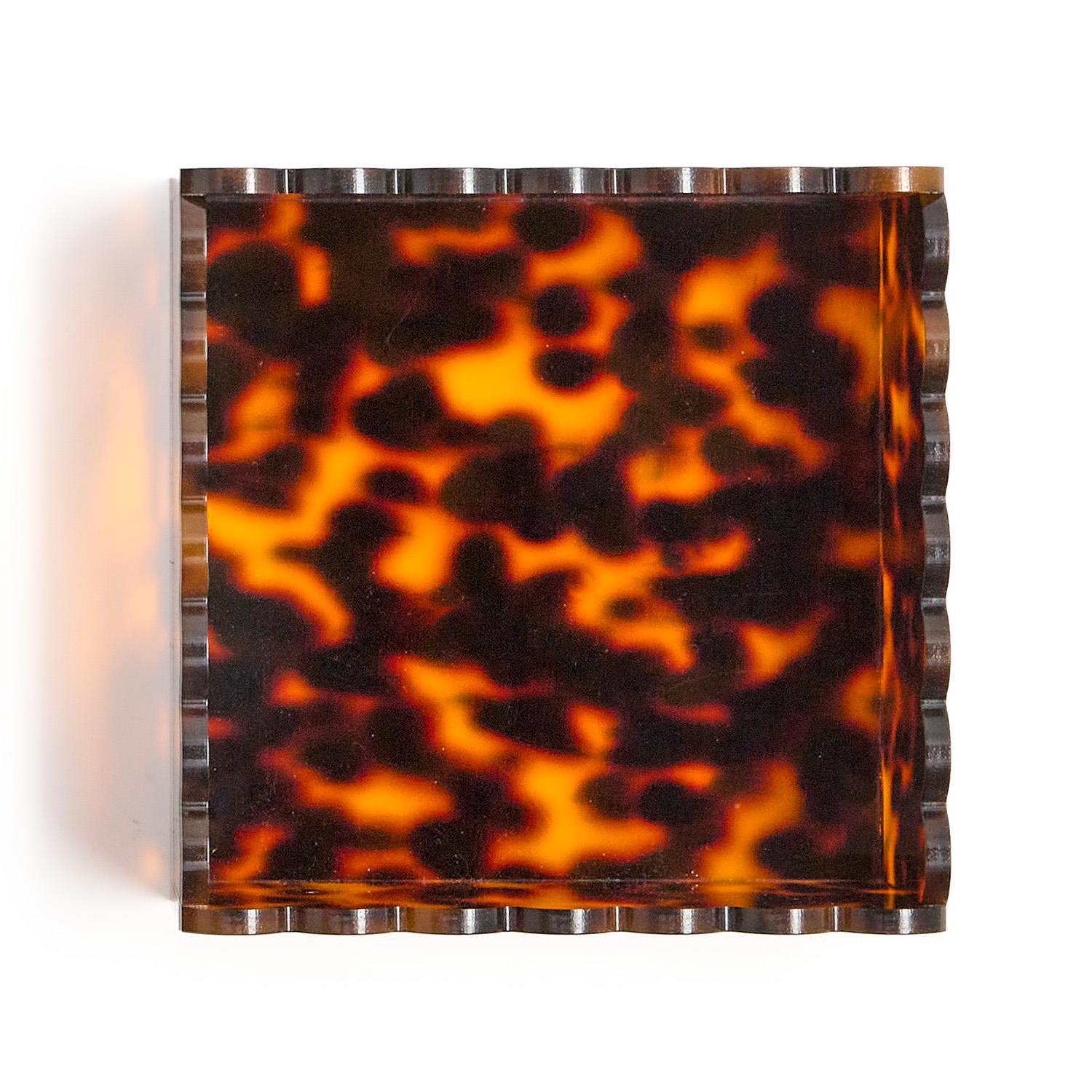 Tortoise Print Scalloped Edge Acrylic Cocktail Napkin Holder