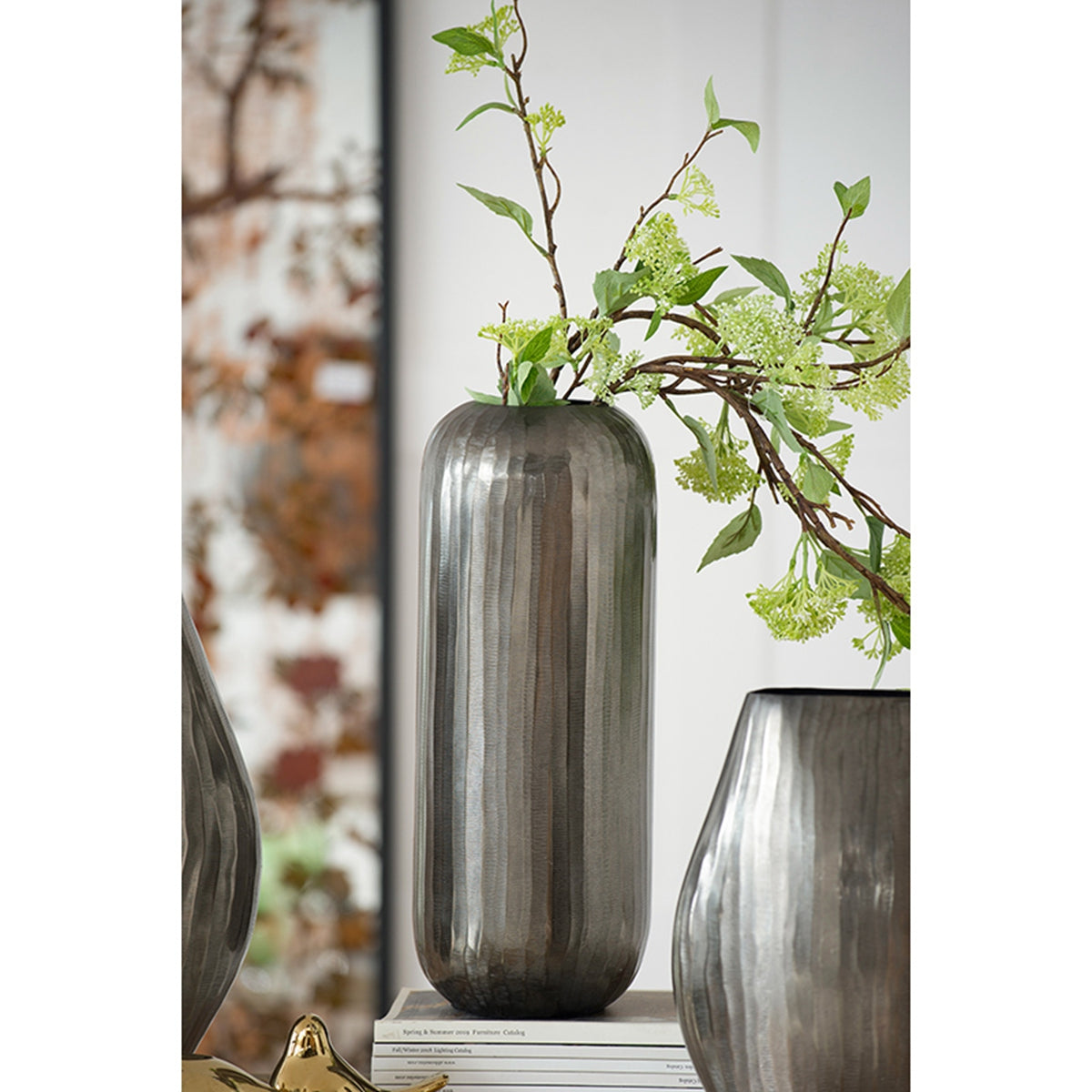 Medium Aluminum Layered Chisel Oval Vase