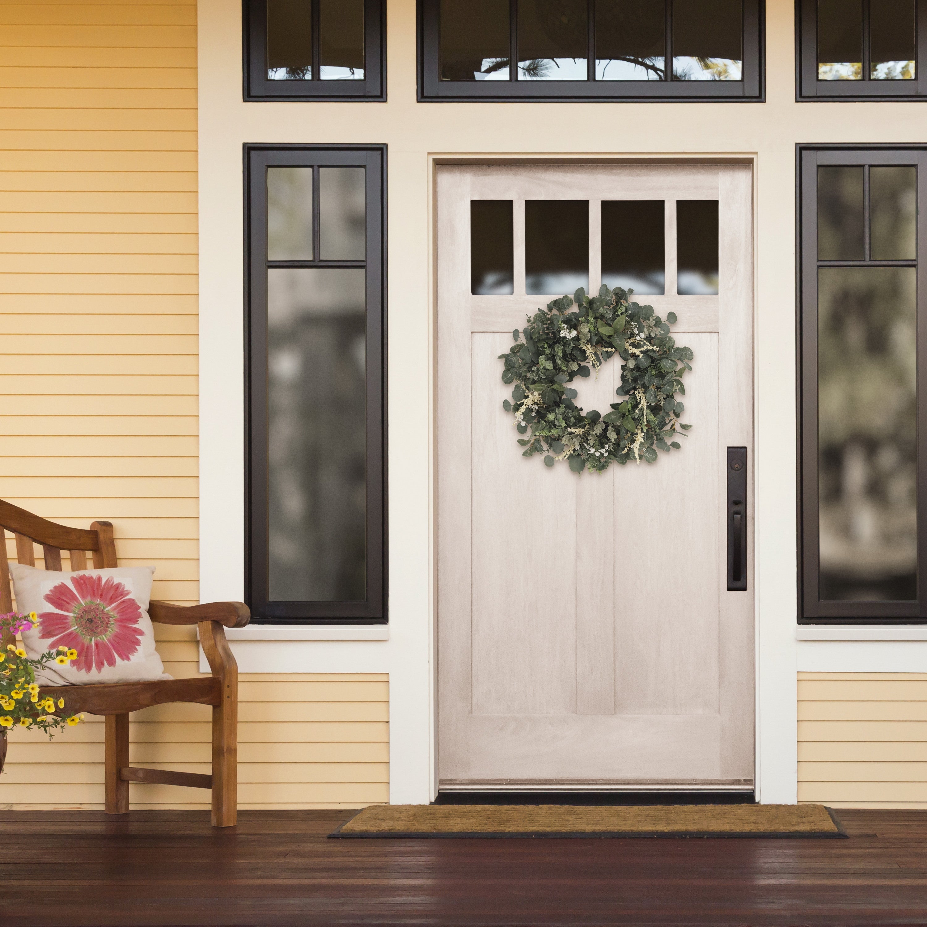 24" Artificial Eucalyptus Green Floral Spring Wreath