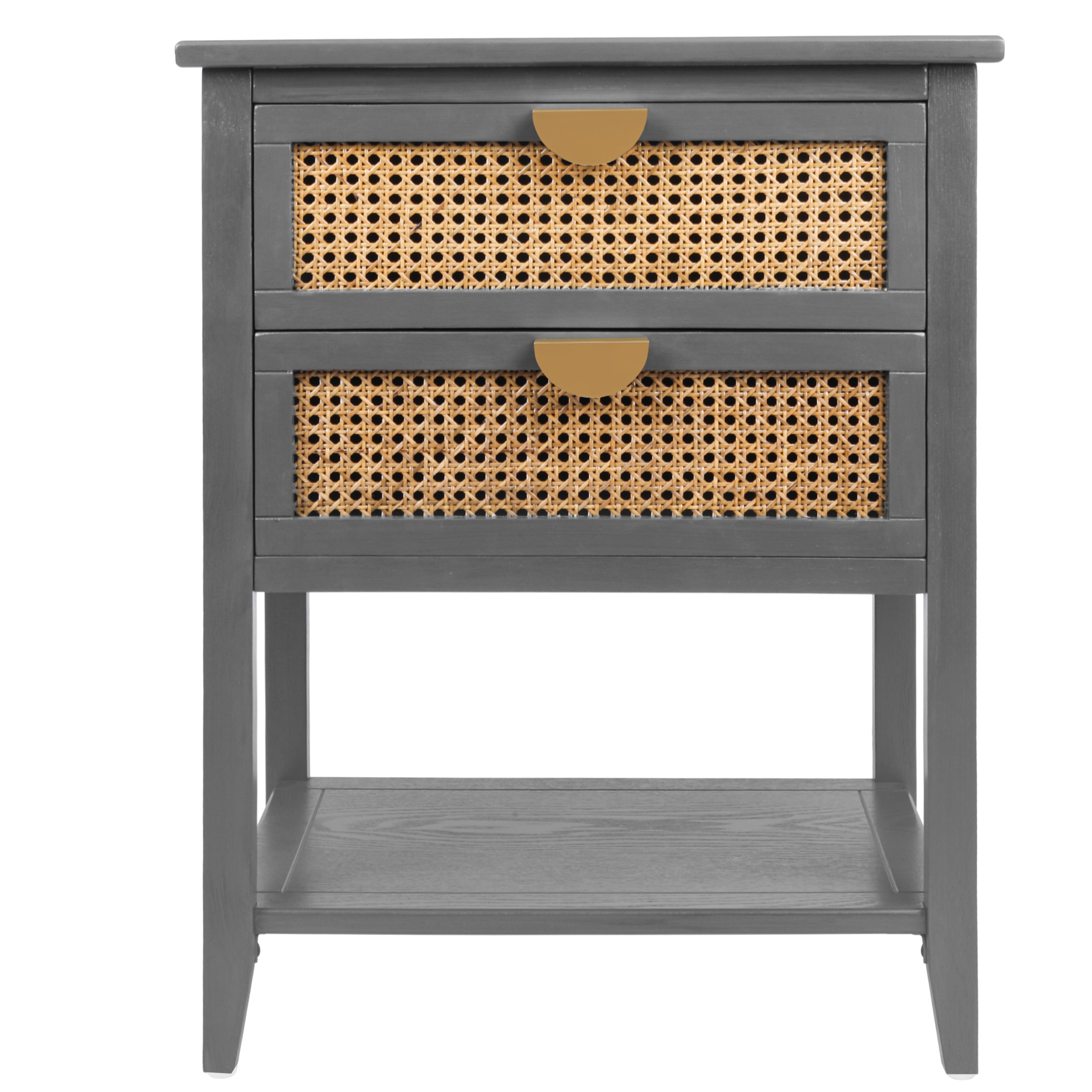 2-Drawer Side Table with Natural Rattan Drawers