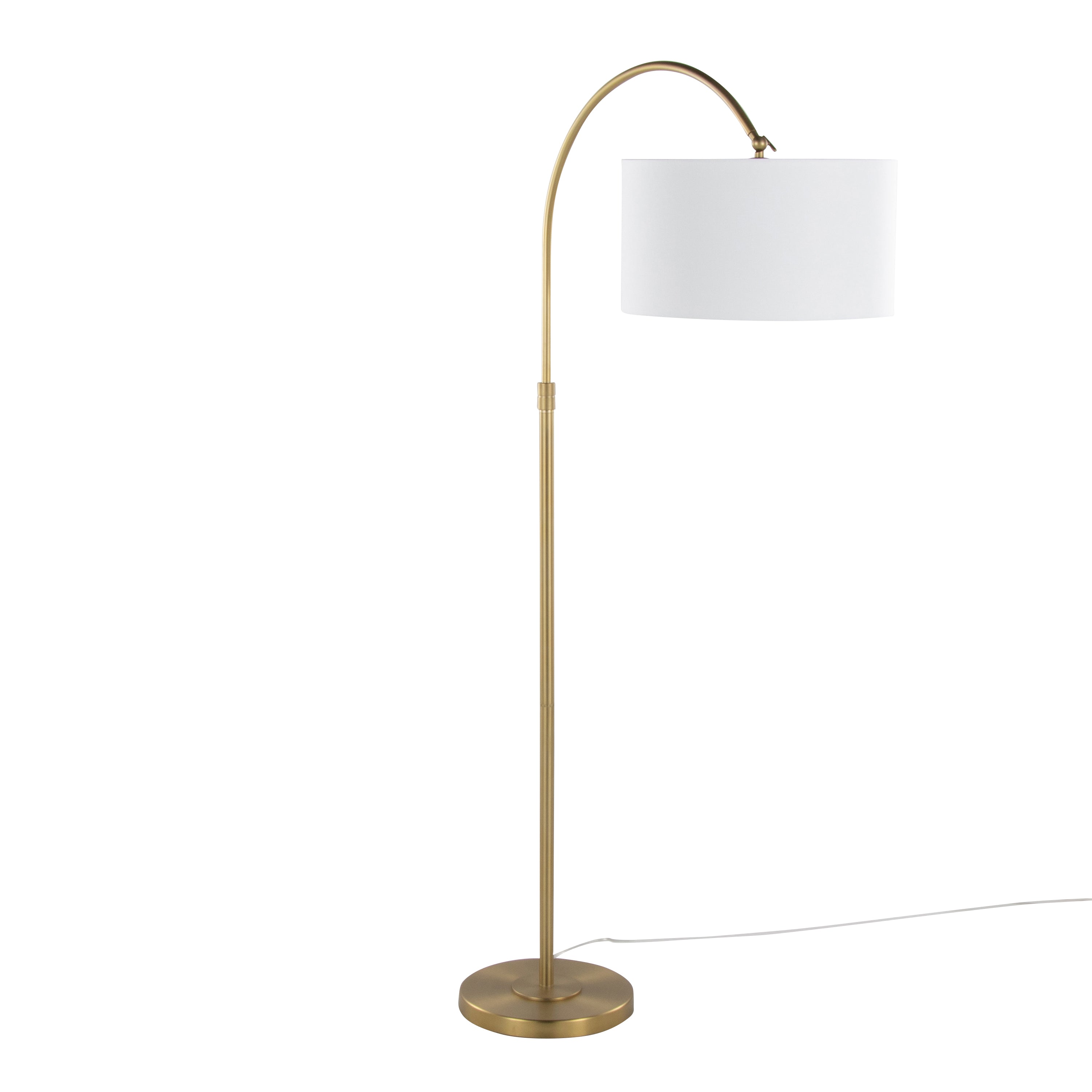 63" Floor Lamp with Drum Shade and Arched Metal Neck