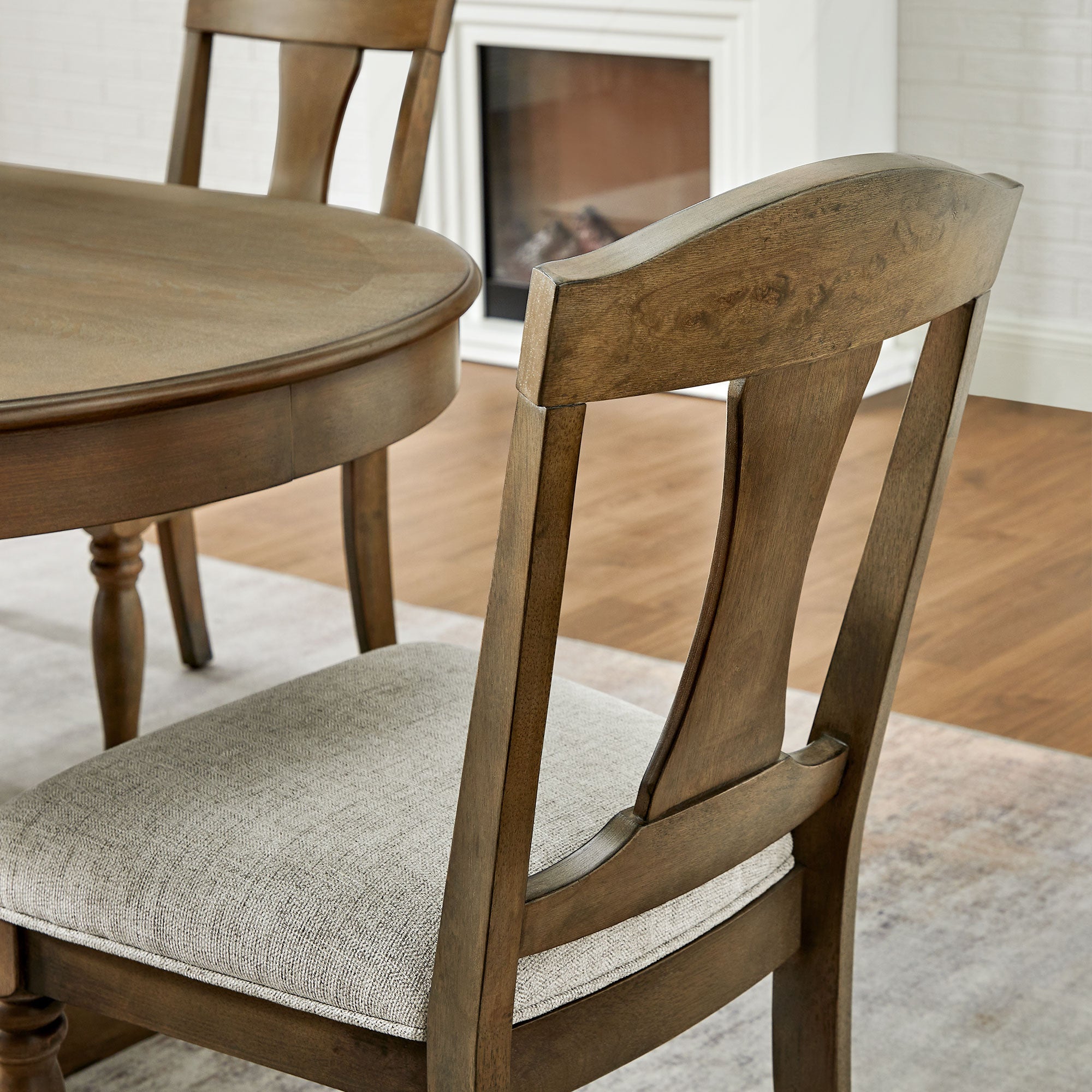 Wooden Frame Upholstered Dining Chairs, Set of 2