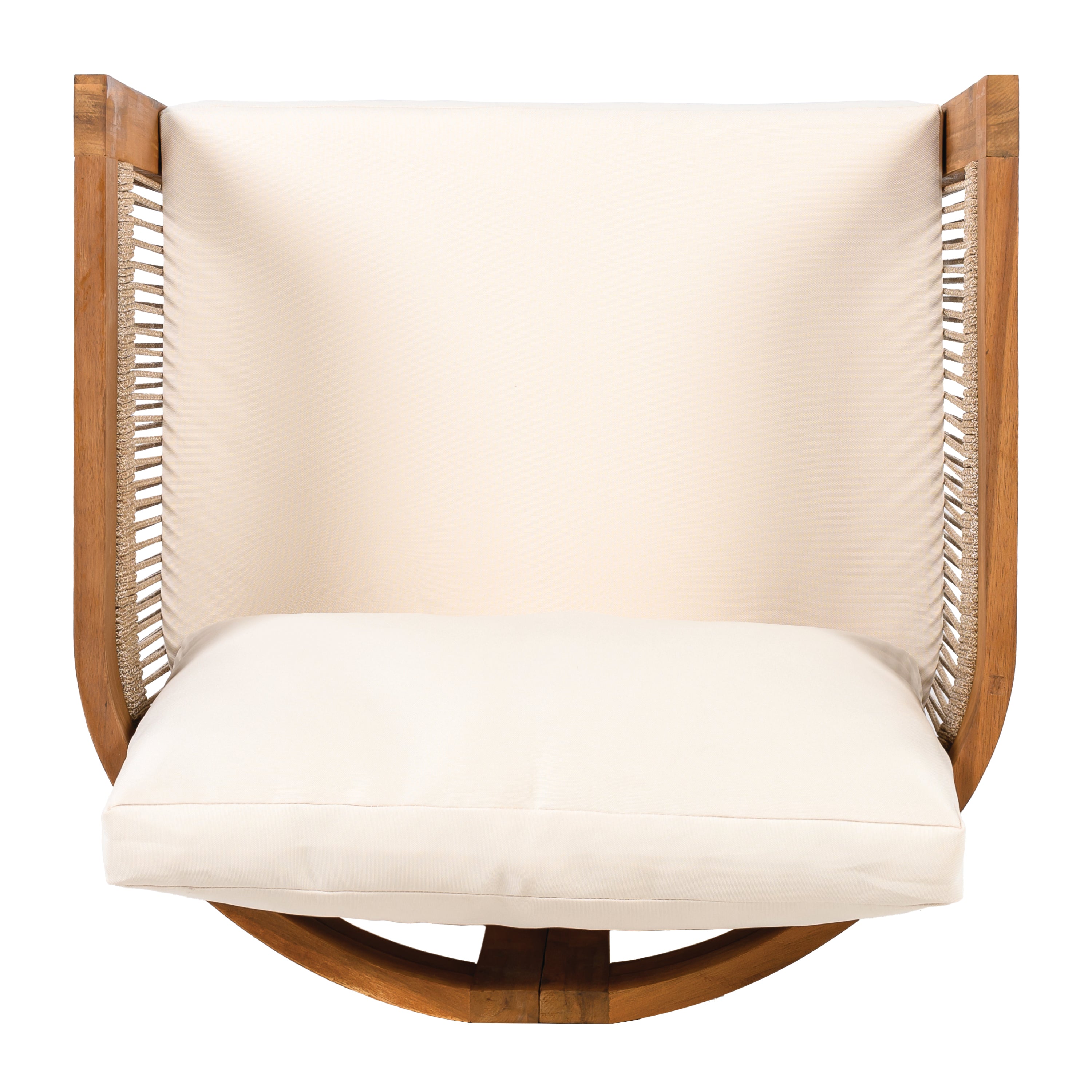 Sundara Acacia Wood Outdoor Club Chair with Handwoven Rope Accents
