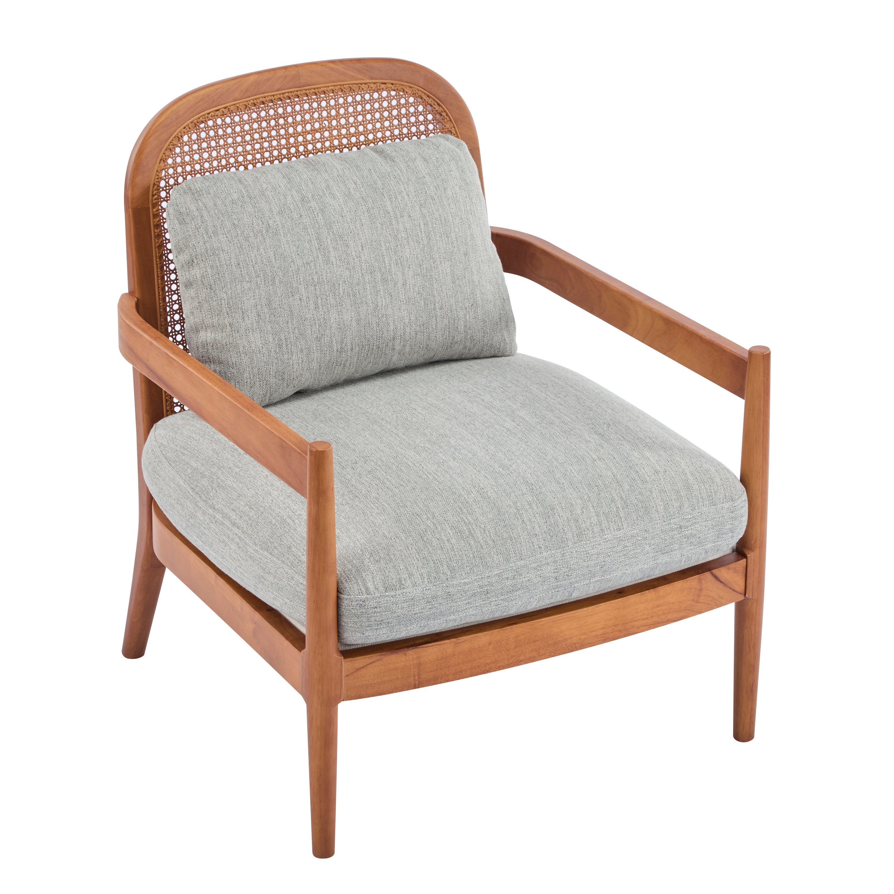 Elliston Solid Wood and Rattan Accent Chair with Cushions, Set of 2