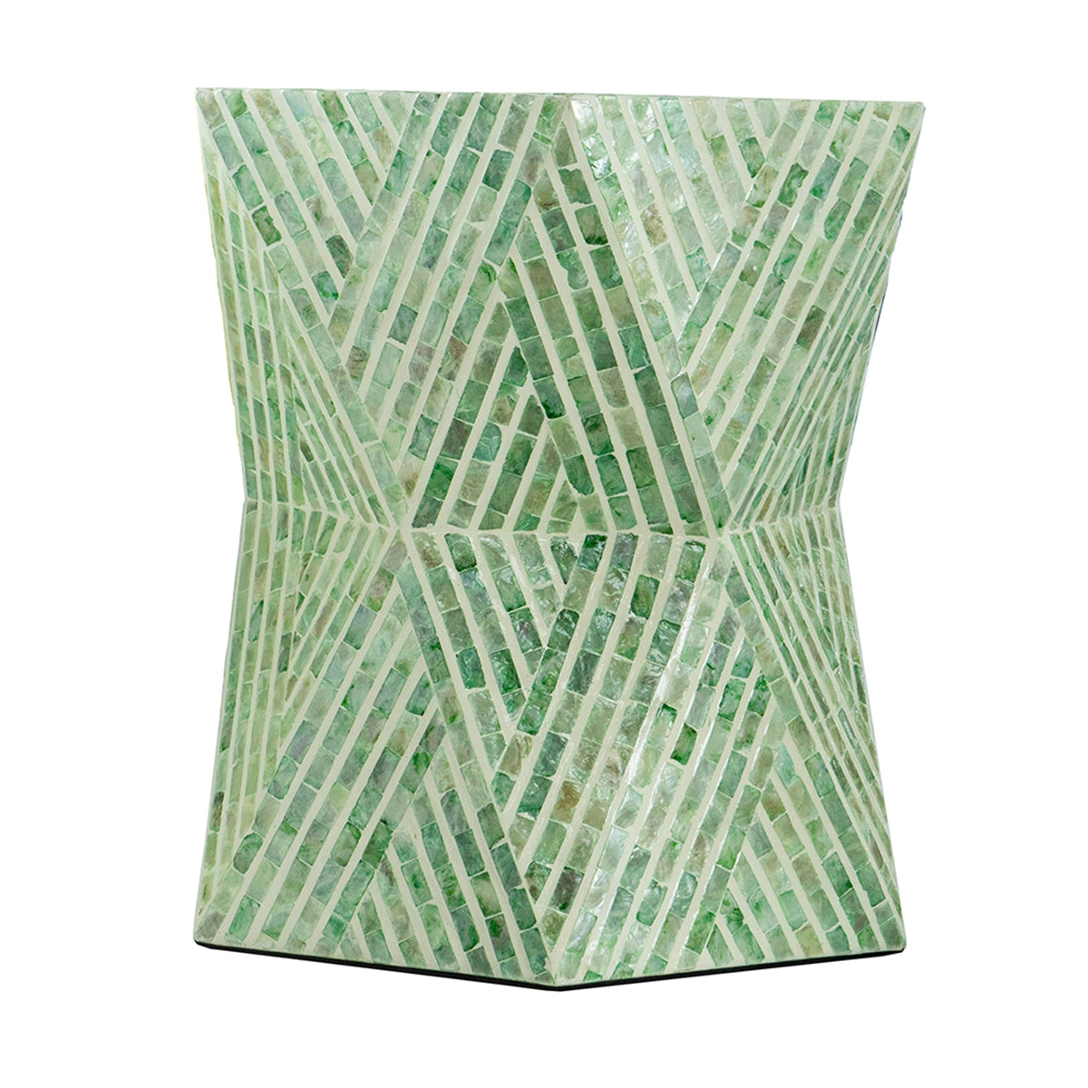 Tapered Green Garden Capiz Stool/Accent Side Table