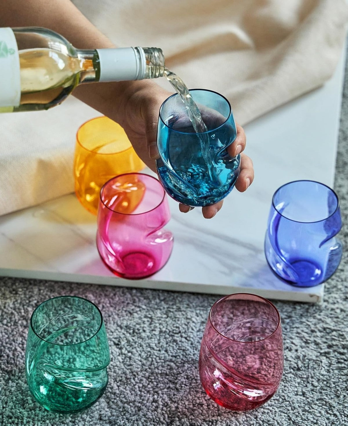 Aerating Stemless Wine Glasses Set of 6