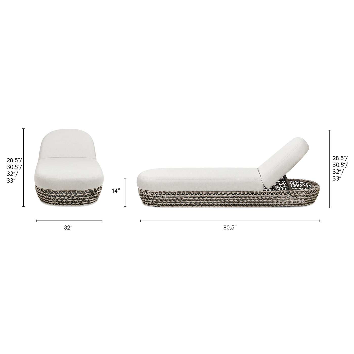 Willow Wicker Upholstered Patio Lounger