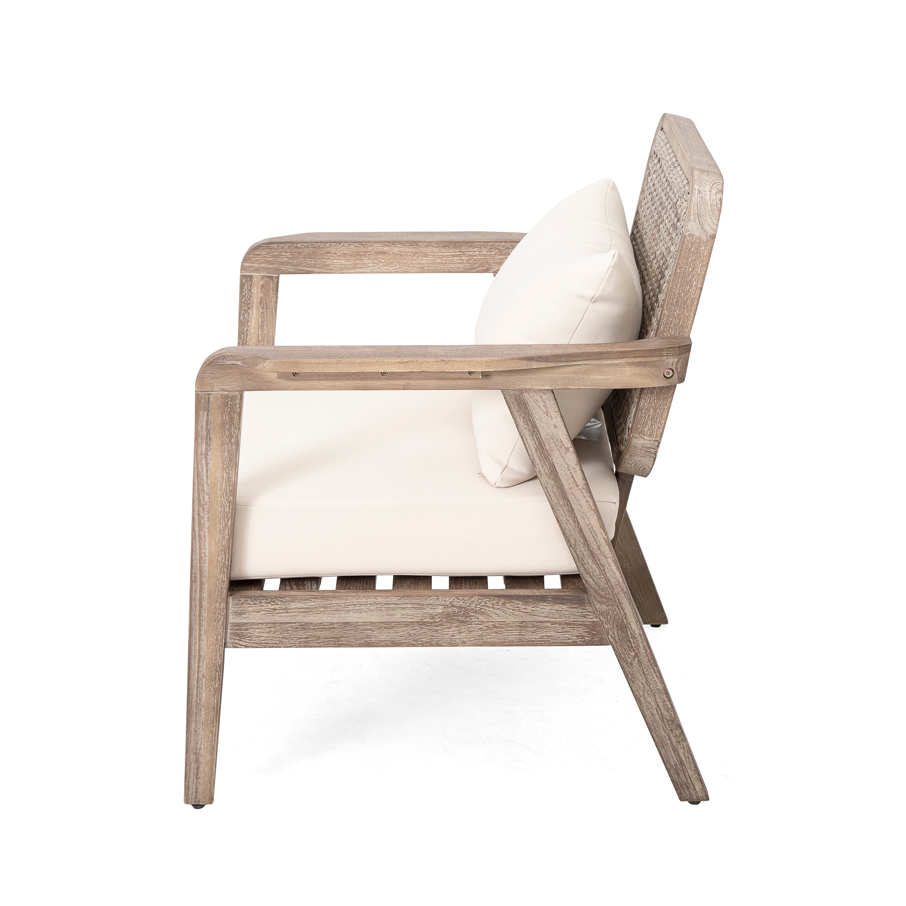 Outdoor Club Chair with Weaving Pattern Back and Deep Seat Cushion, Set of 2