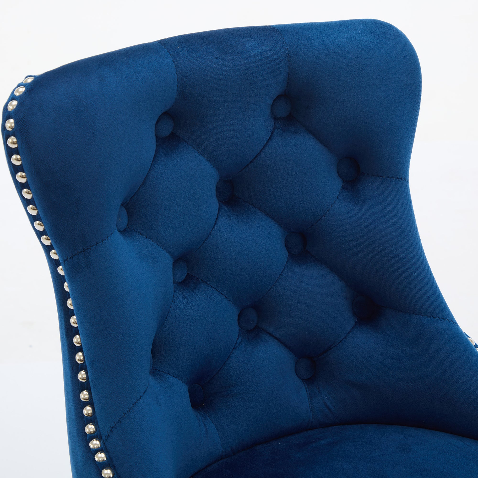 Modern Velvet Button Tufted Swivel Bar Stool with Metal Pull Ring