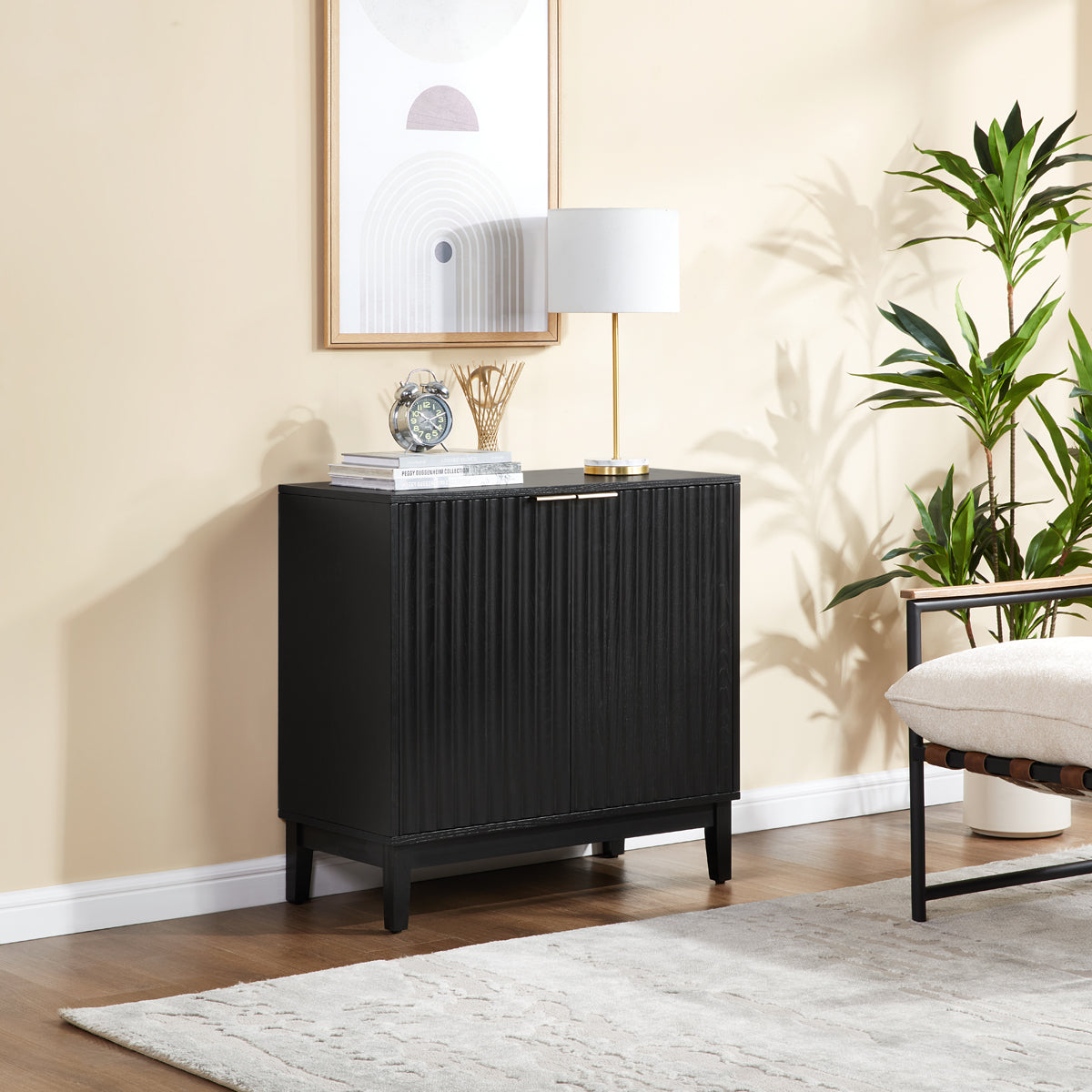 2-Door Fluted Storage Cabinet with Legs