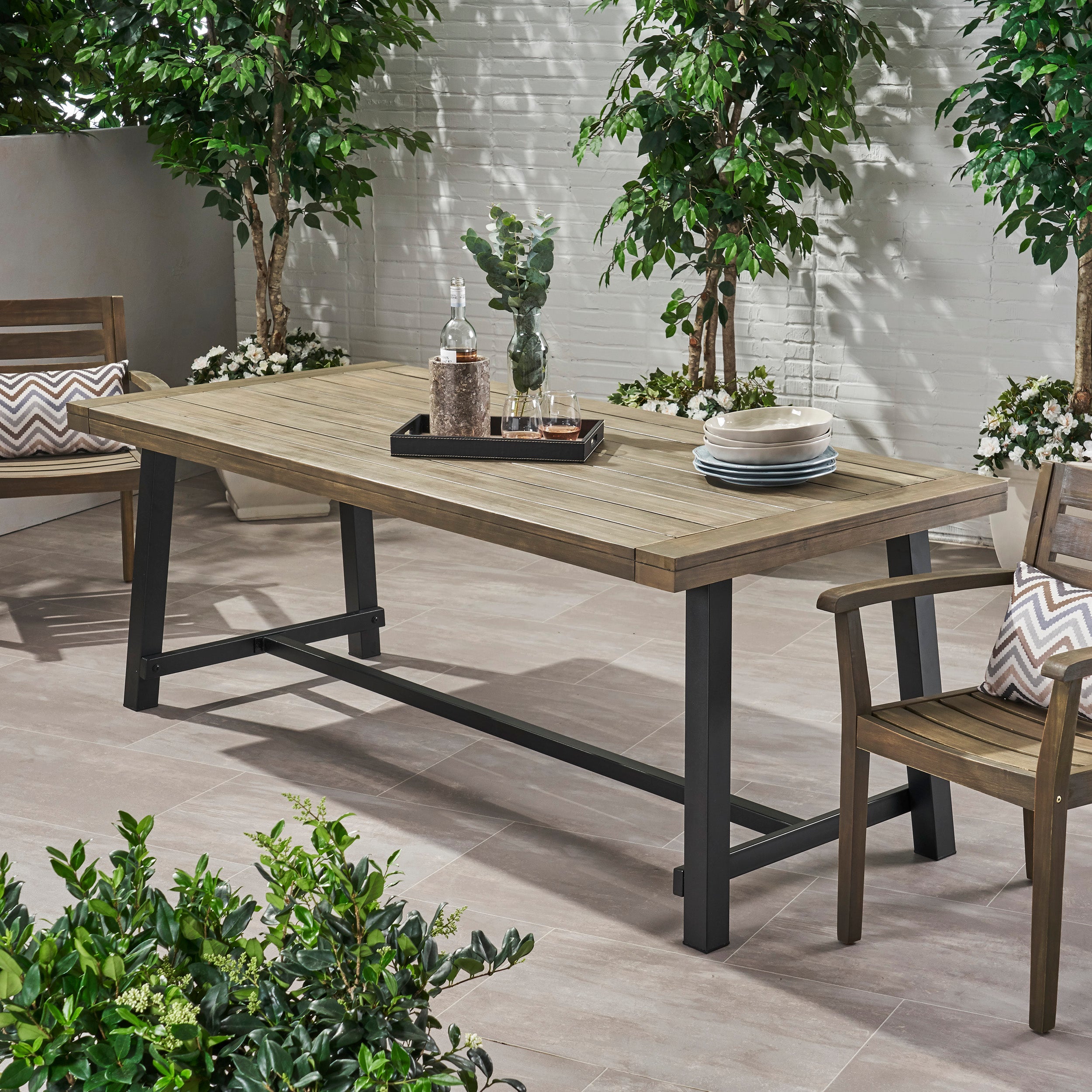 Acacia Wood Rectangular Outdoor Dining Table