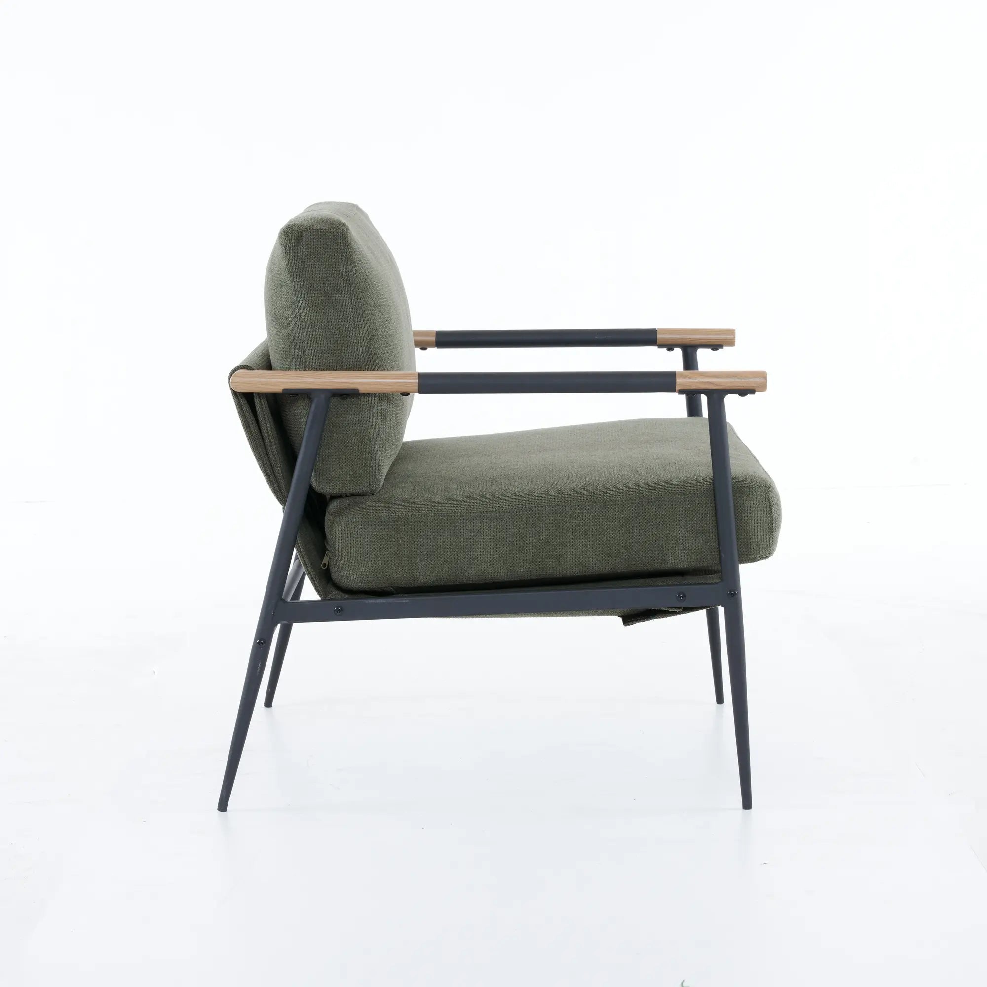 Upholstered Accent Chair with Metal Frame and Tapered Legs