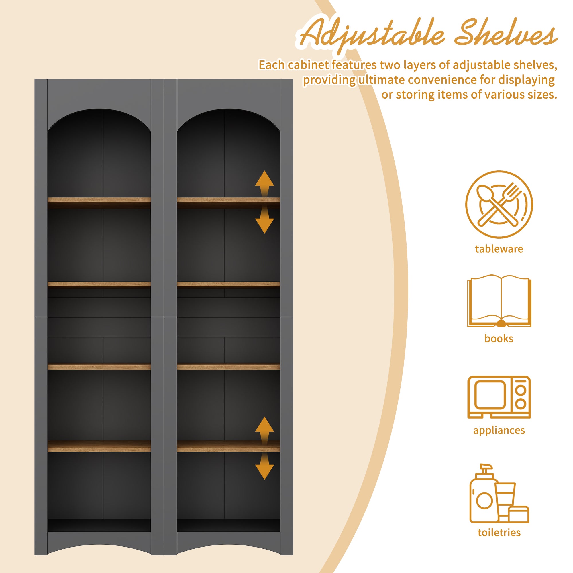Farmhouse Two-Tone Storage Cabinet with Adjustable Shelves