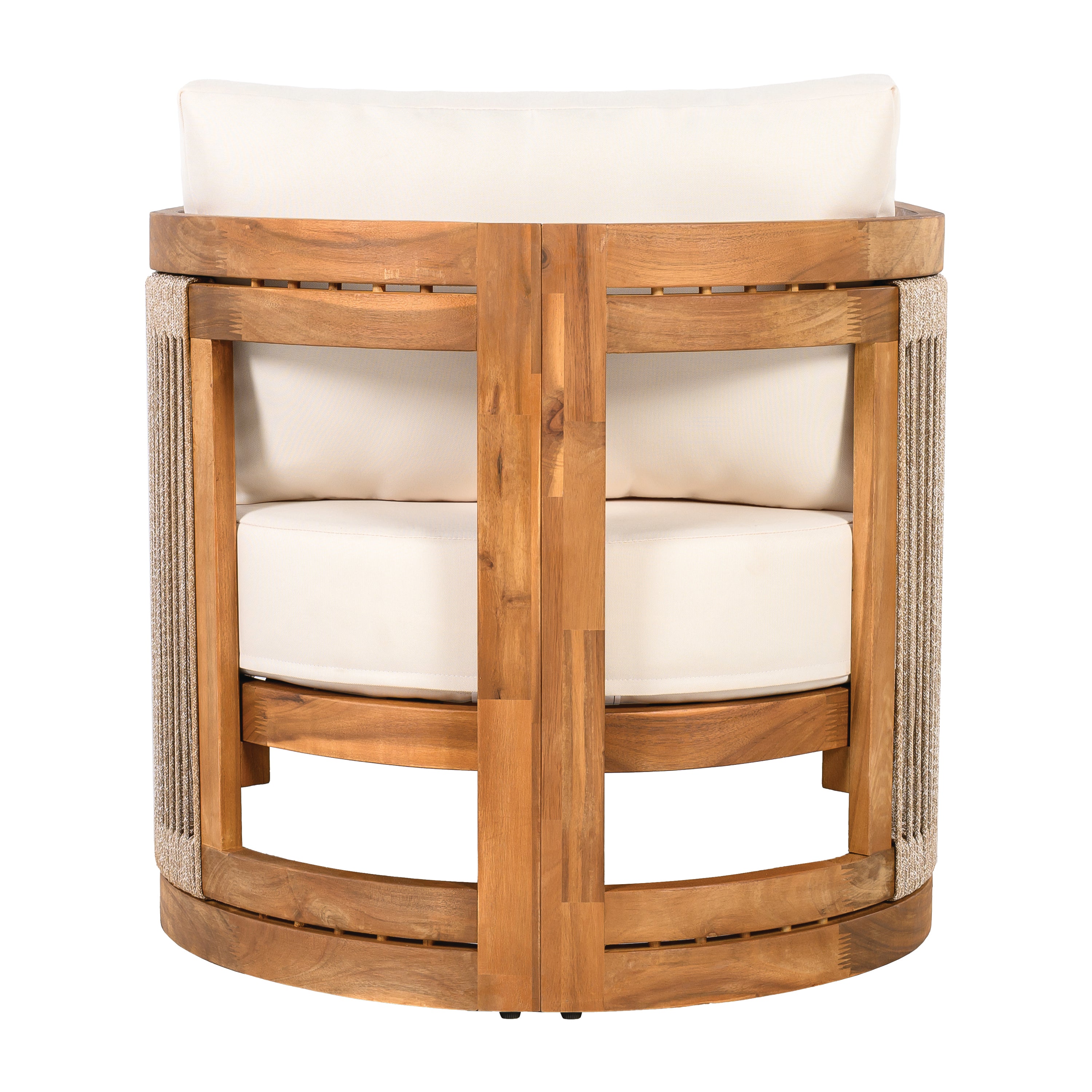 Sundara Acacia Wood Outdoor Club Chair with Handwoven Rope Accents