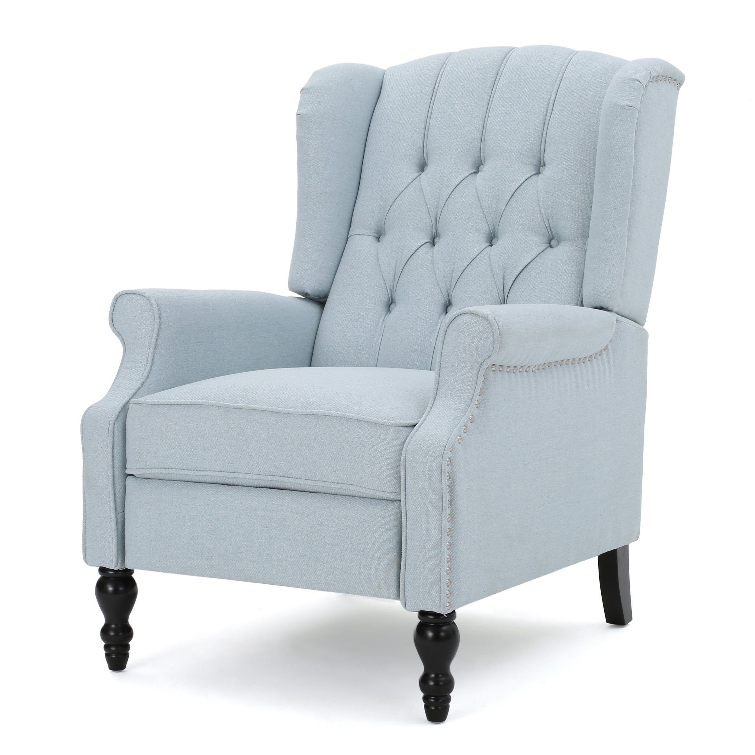 Contemporary Tufted Fabric Arm Chair Recliner with Wingback Design