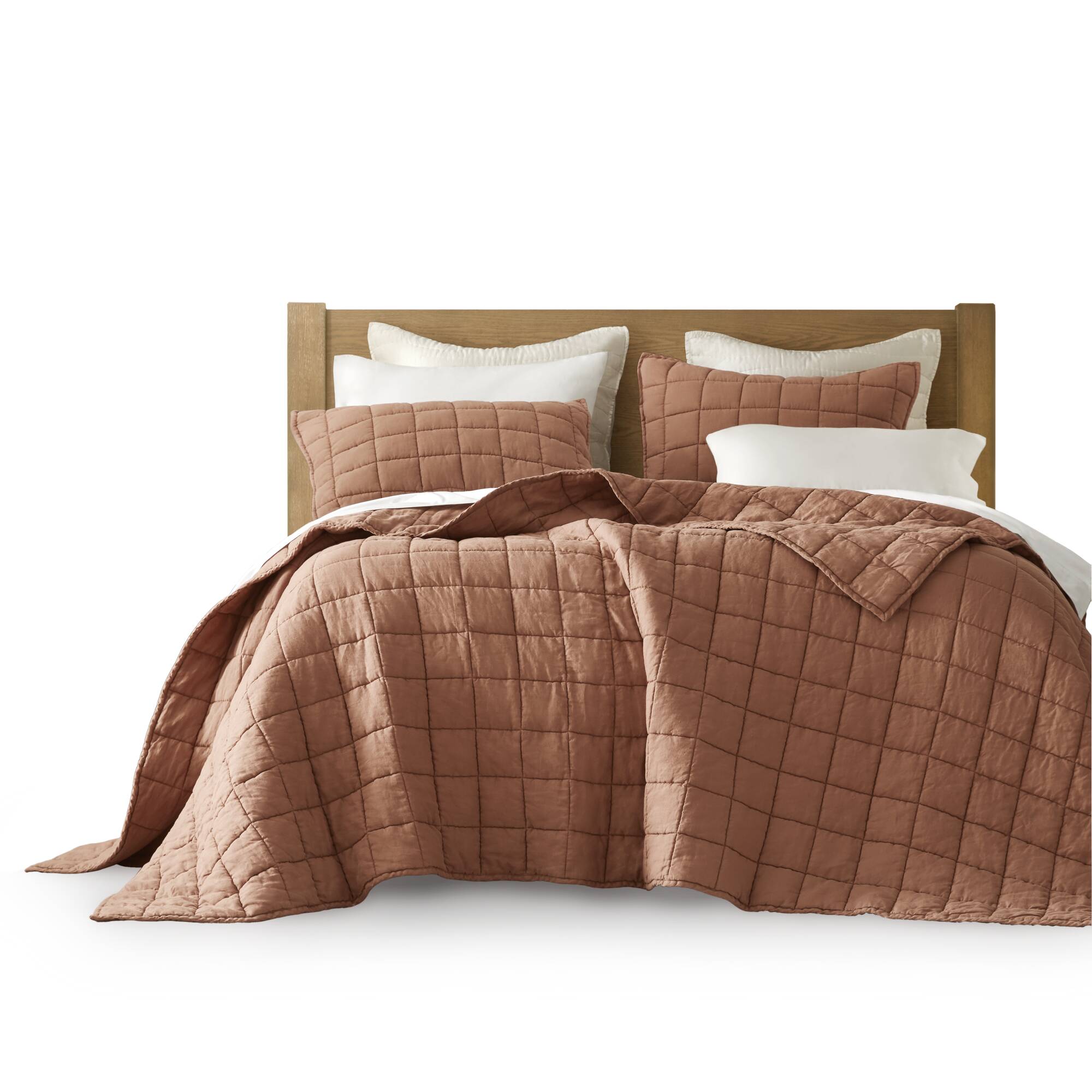 3 Piece Garment Washed French Linen Quilt Set