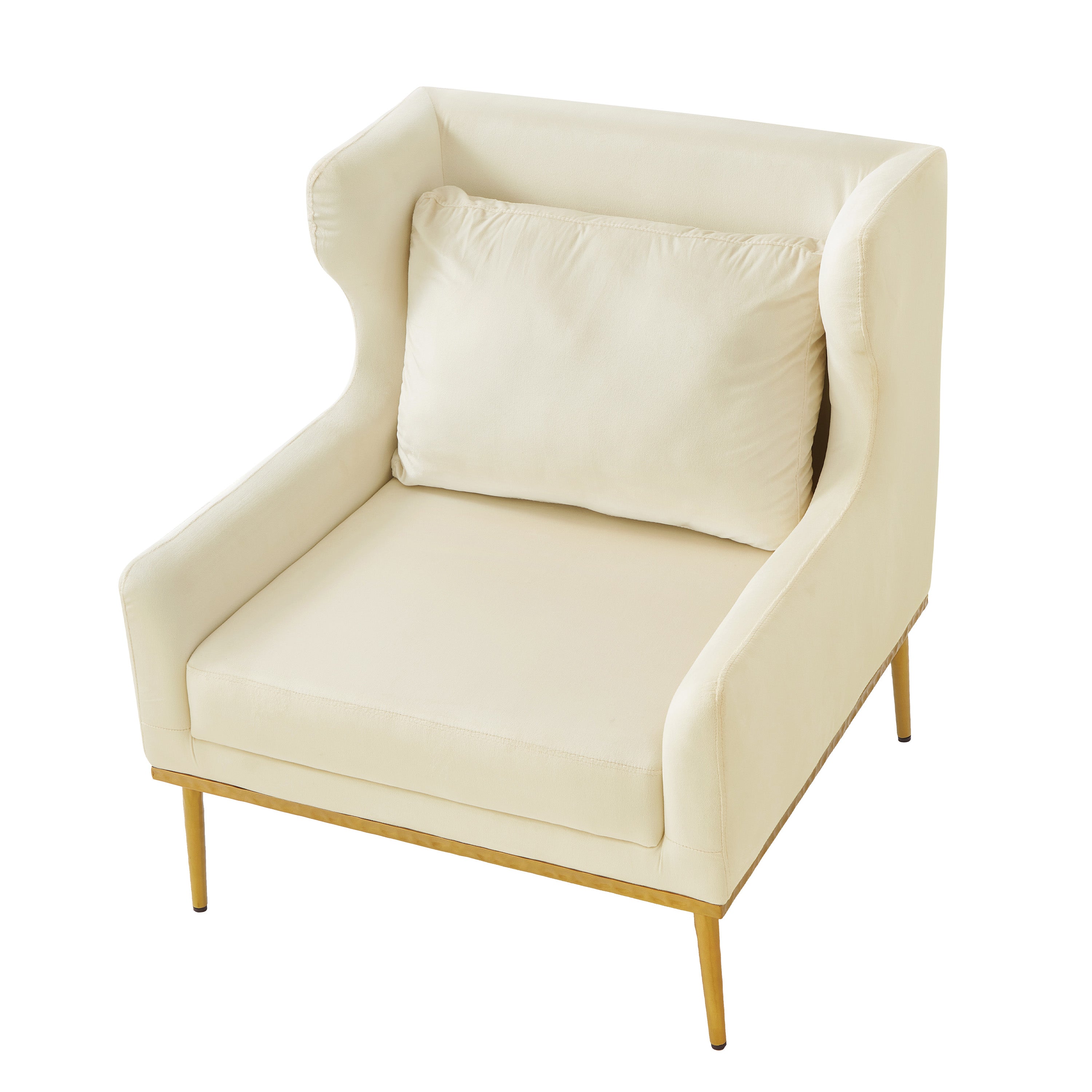 Modern Velvet Accent Chair with Arms and Gold Tone Legs