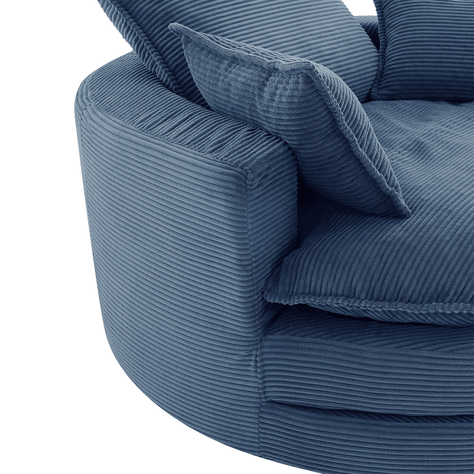Corduroy 360° Swivel Accent Barrel Chair with 3 Removable Pillows