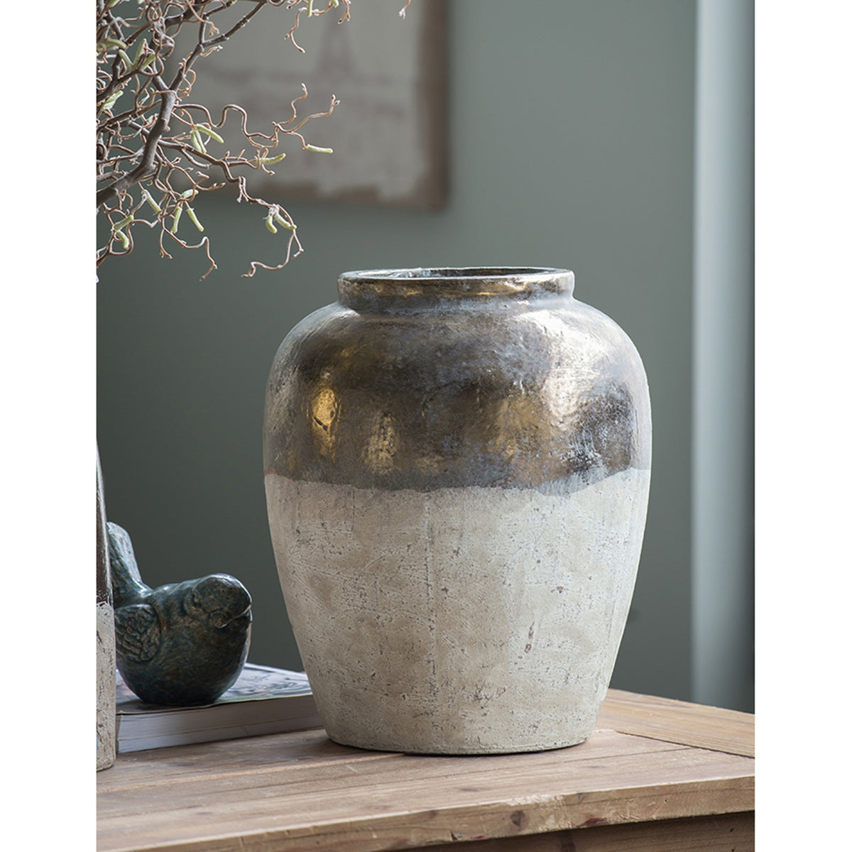 16" Round Sienna Brown Ceramic Accent Vase