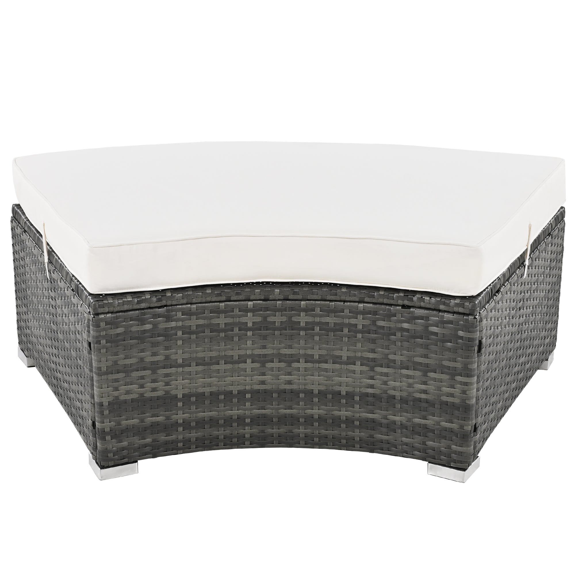 9-Piece Outdoor Circular Sofa Set with Tempered Glass Coffee Table and 6 Pillows