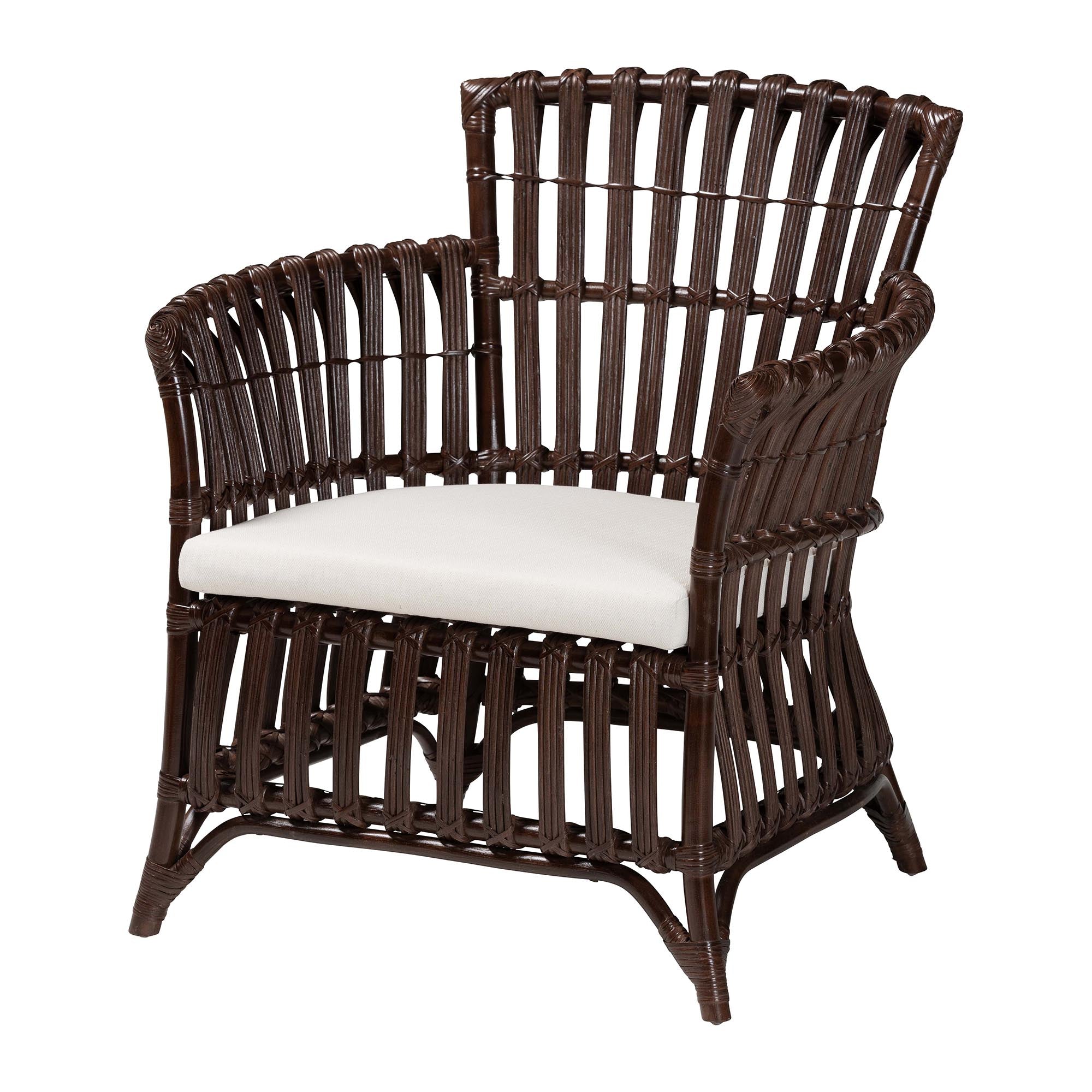 Sundown Dark Rattan Lounge Chair with Cushions