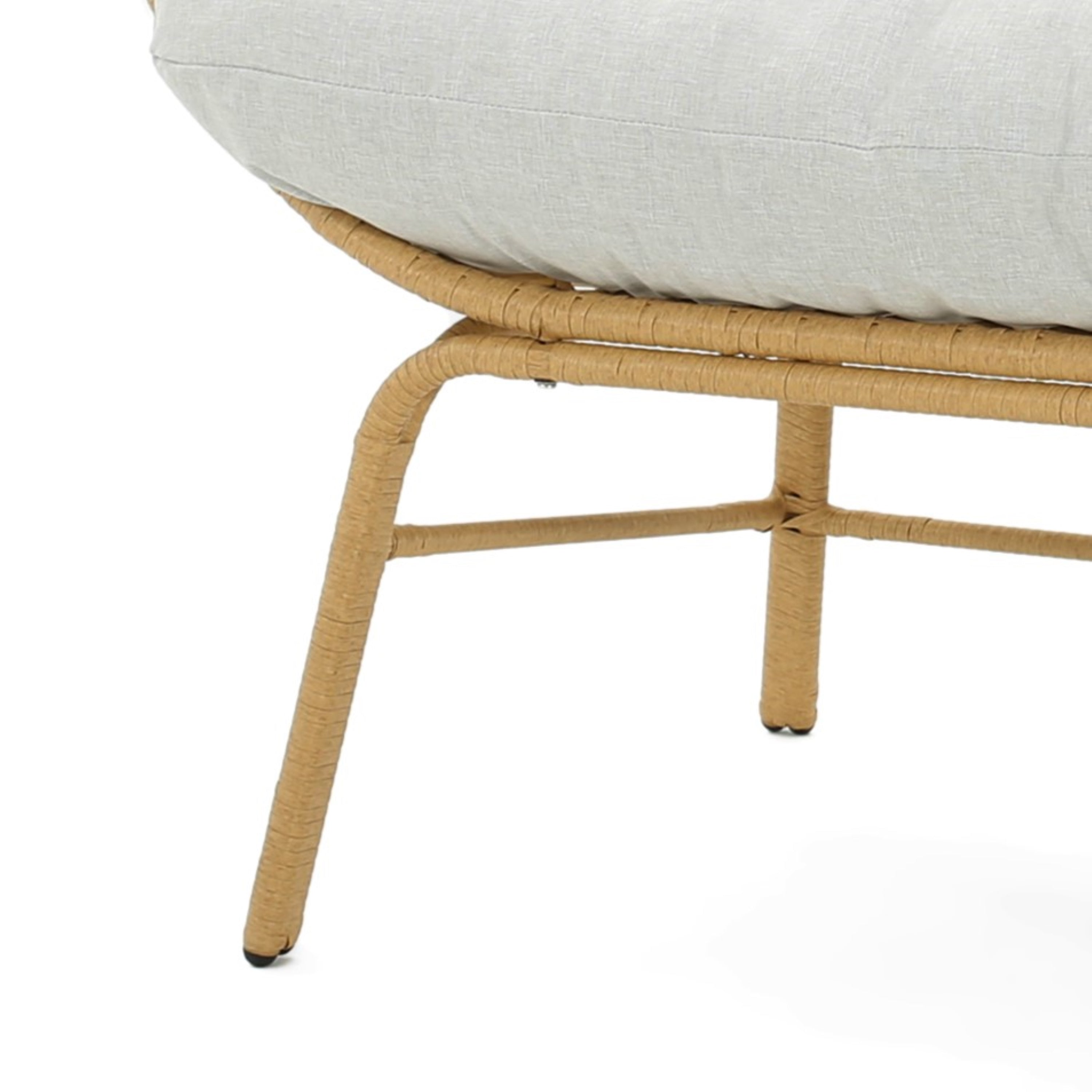 Outdoor Wicker Loveseat with Iron Frame and Seat Cushion