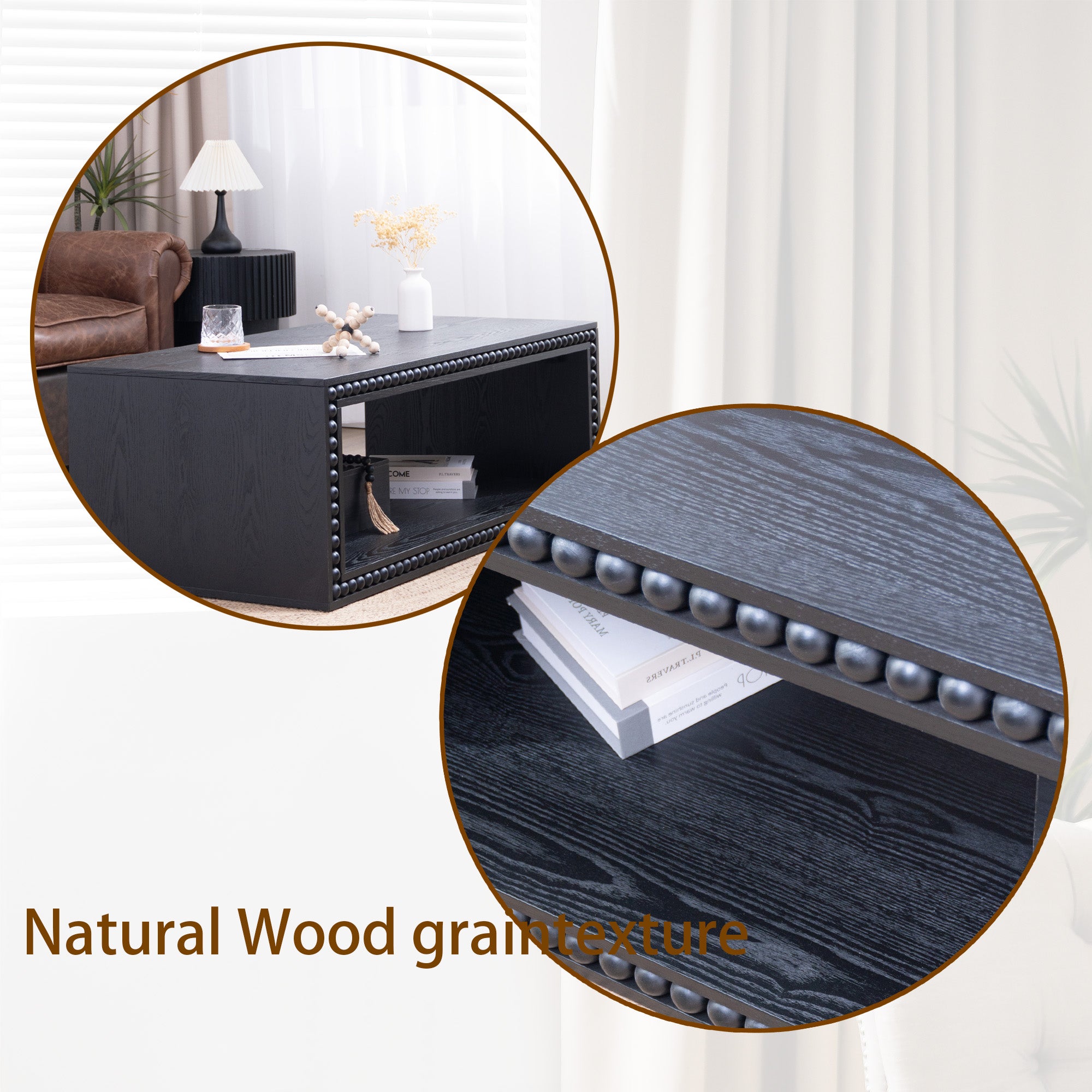 Beaded Edge Open Storage Coffee Table