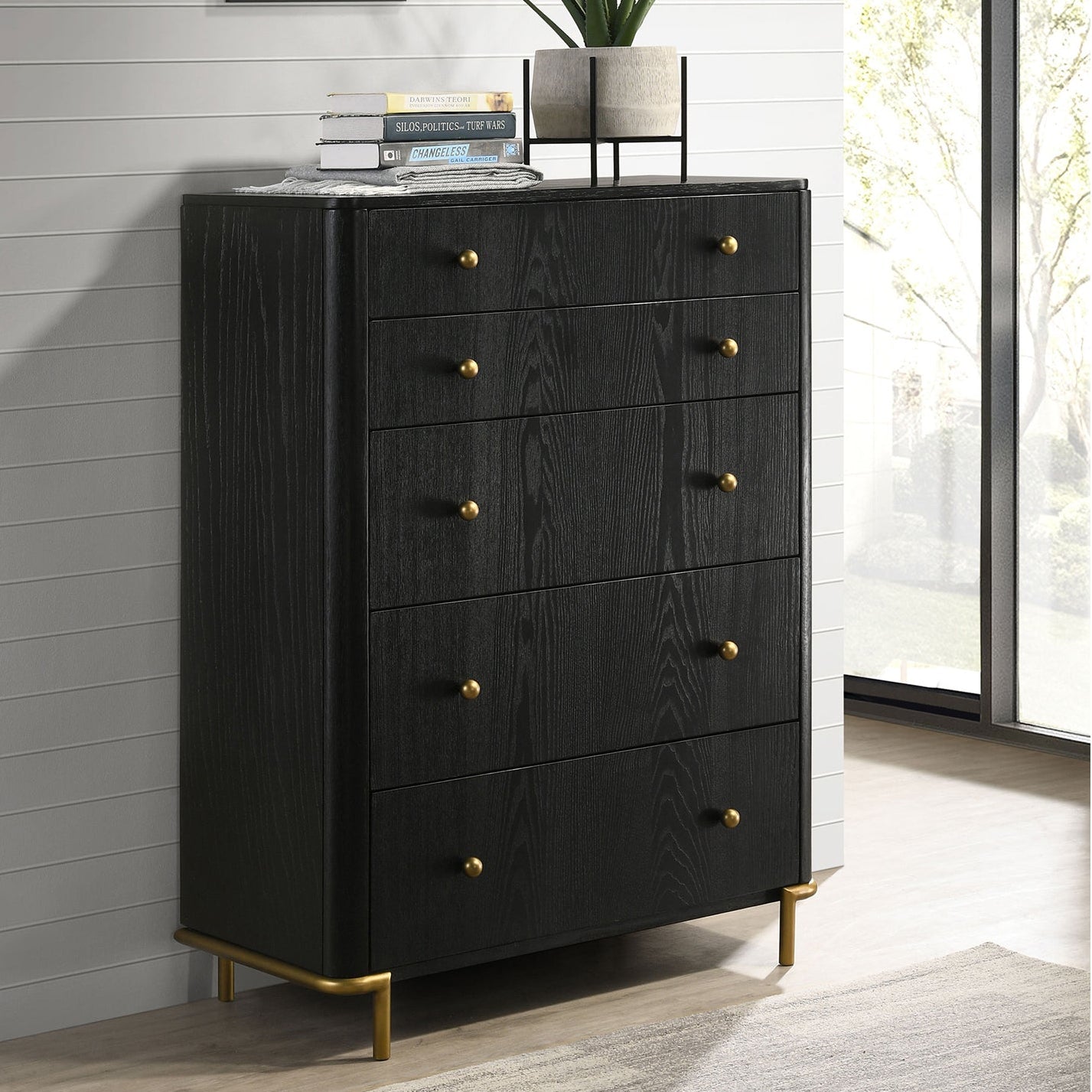 Anser Black 5-Drawer Chest