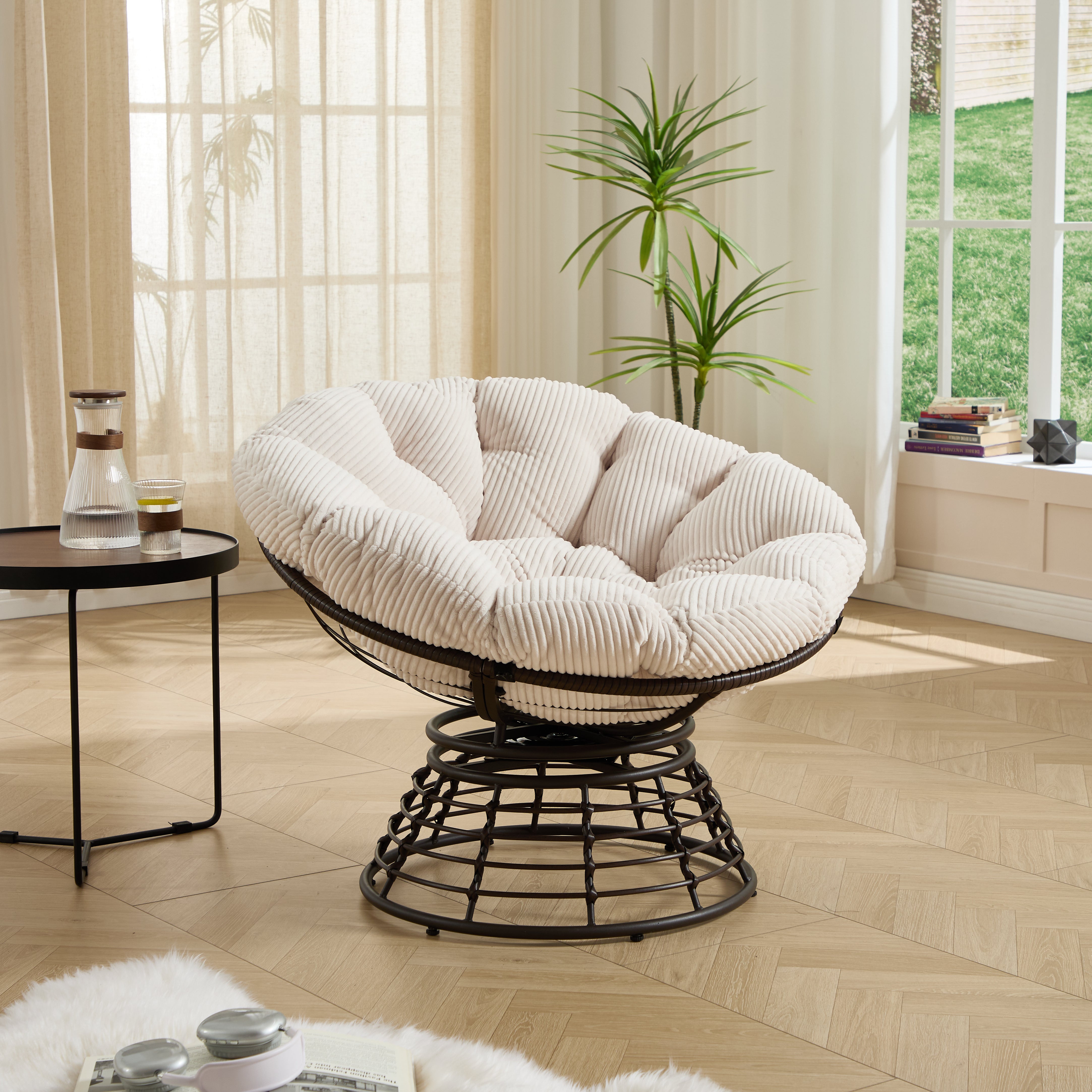 The Original Papasan™ 360° Swivel Indoor Outdoor Wicker Papasan Chair with Soft Thick Cushion