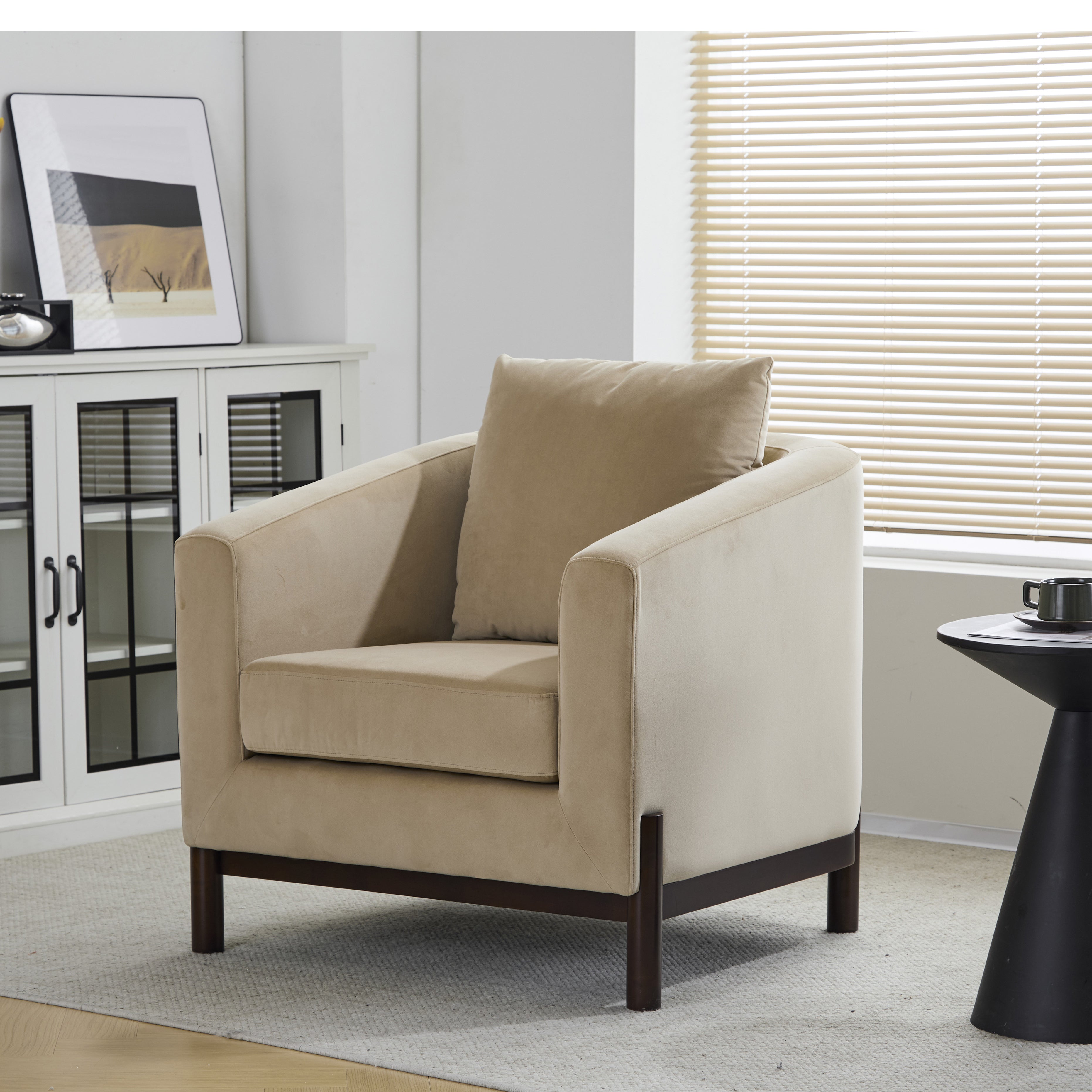 Faux Leather Barrel Club Accent Chair