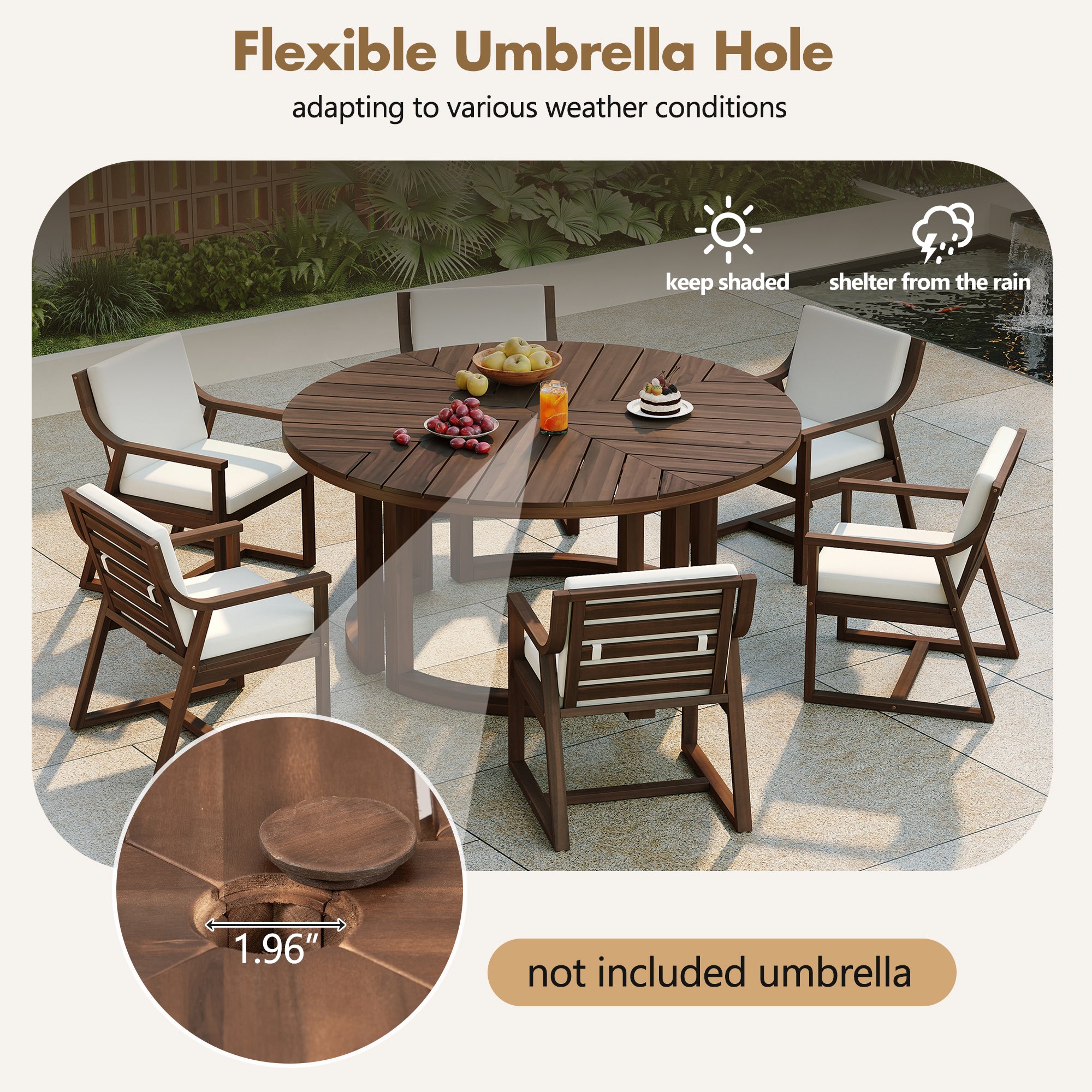TREXM Patio Dining Table Set for 6