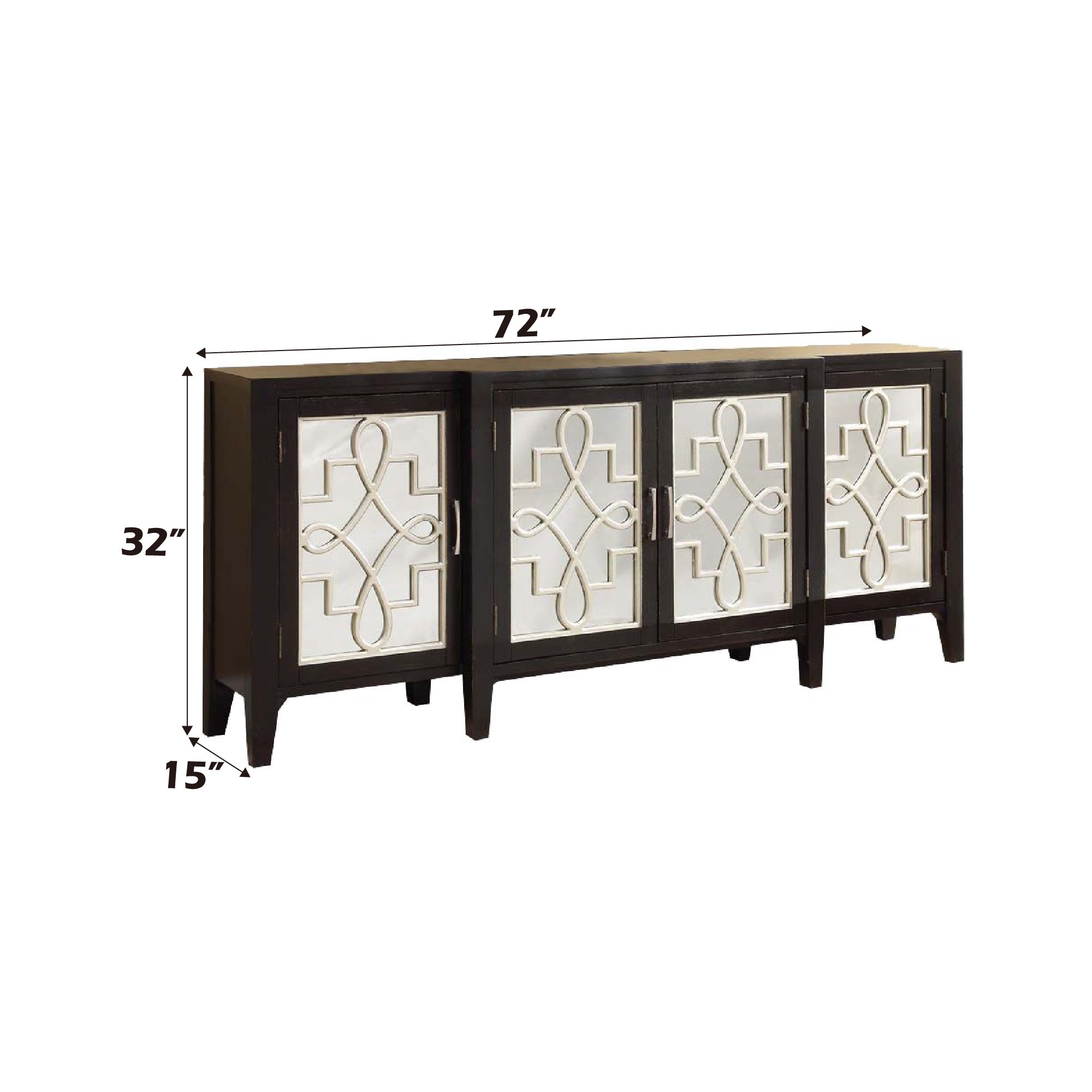 Kacia Antique Finish Console Cabinet with Mirrored Door