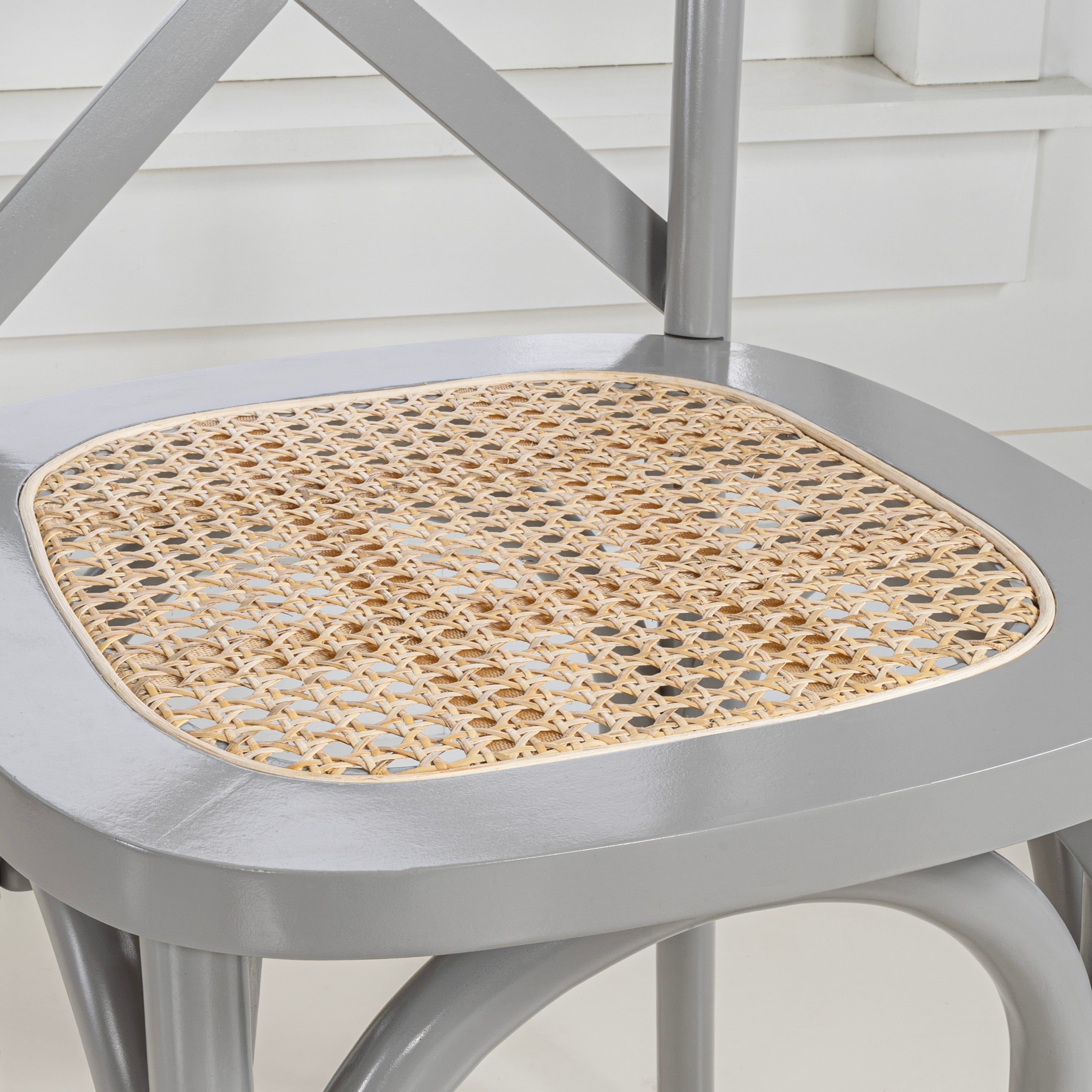 Cassis X-Back Wood Rattan Dining Chair, Set of 2
