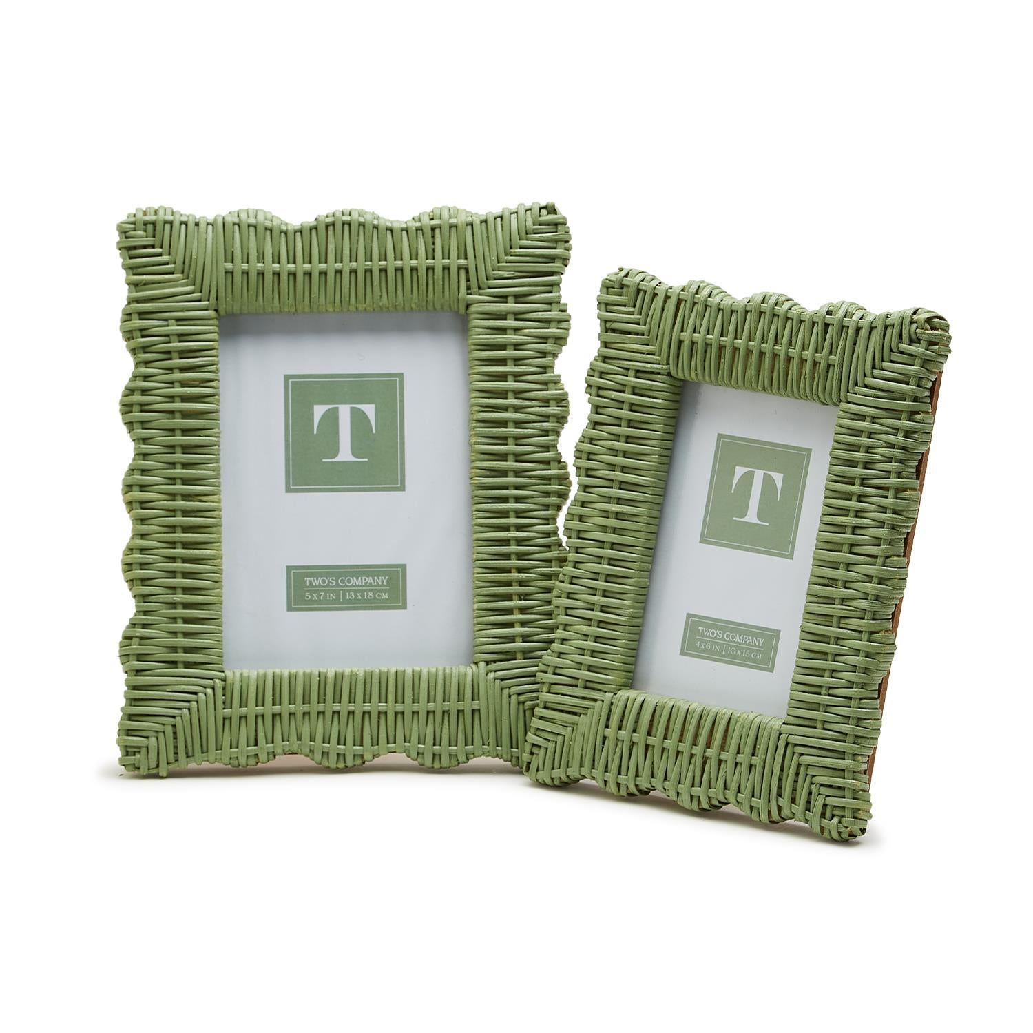 Green Wicker Weave Photo Frame Includes 2 Sizes: 4" x 6" and 5" x 7", Set of 2