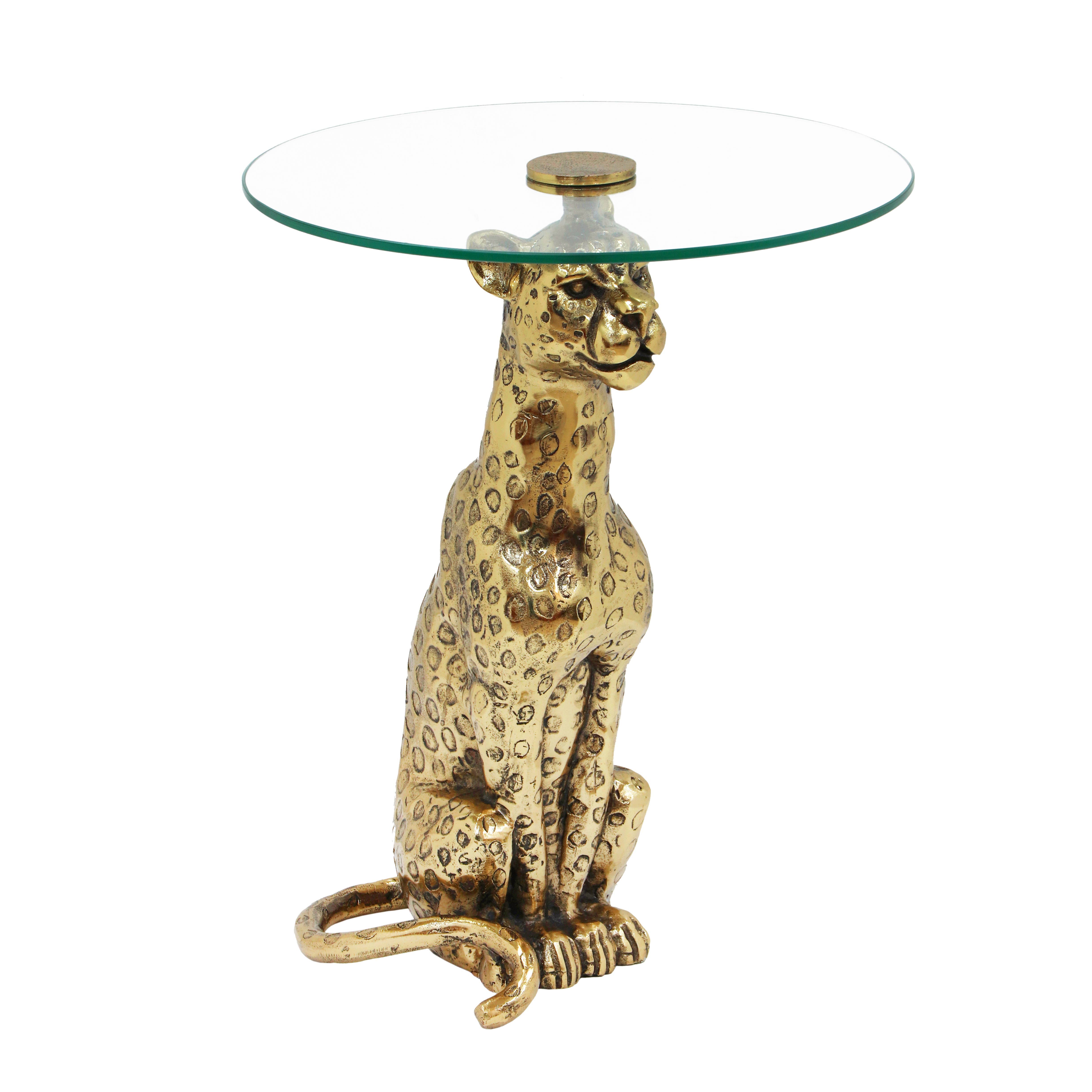 Cheetah Side Table with Glass Top