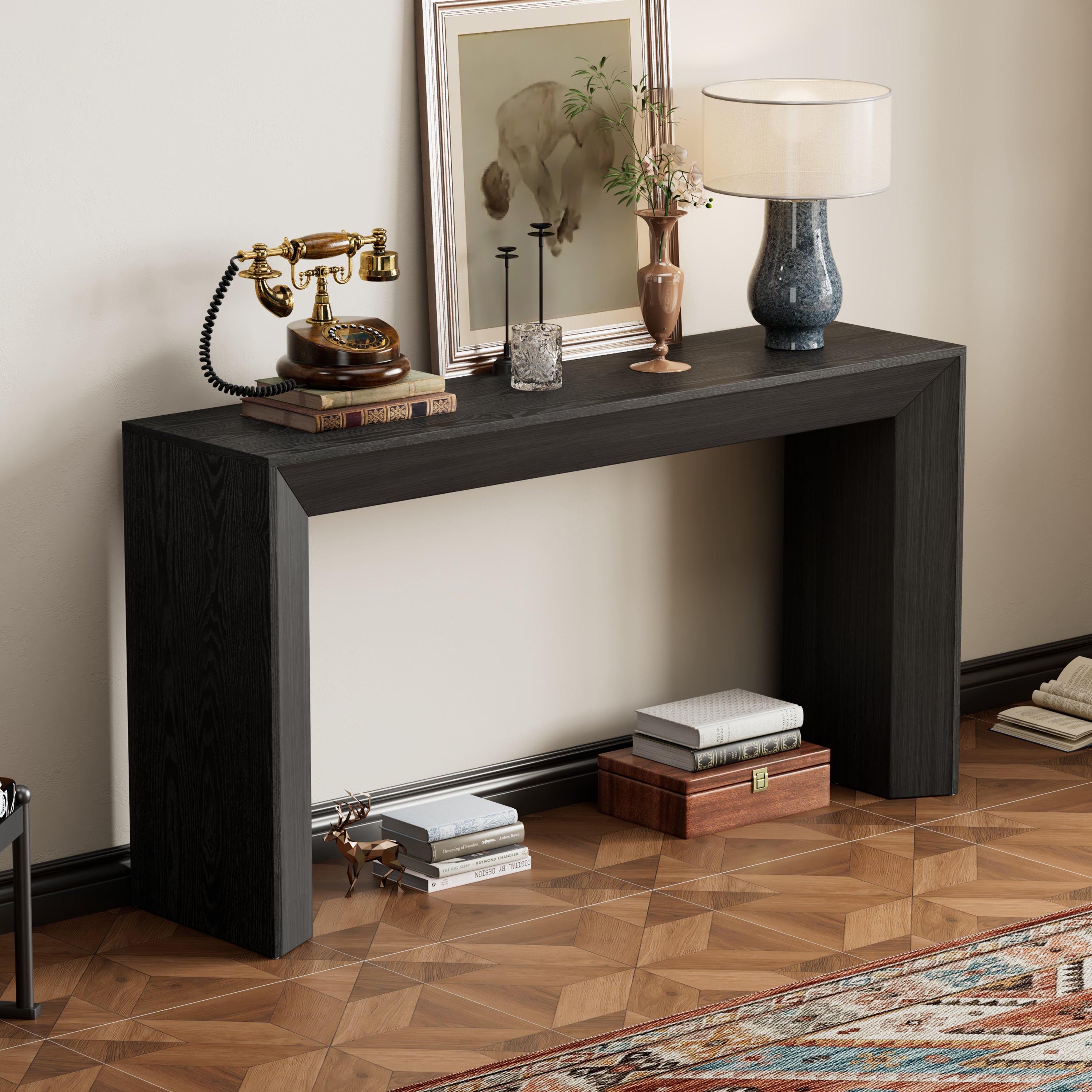 Minimalist Rustic Rectangular Waterfall Console Table