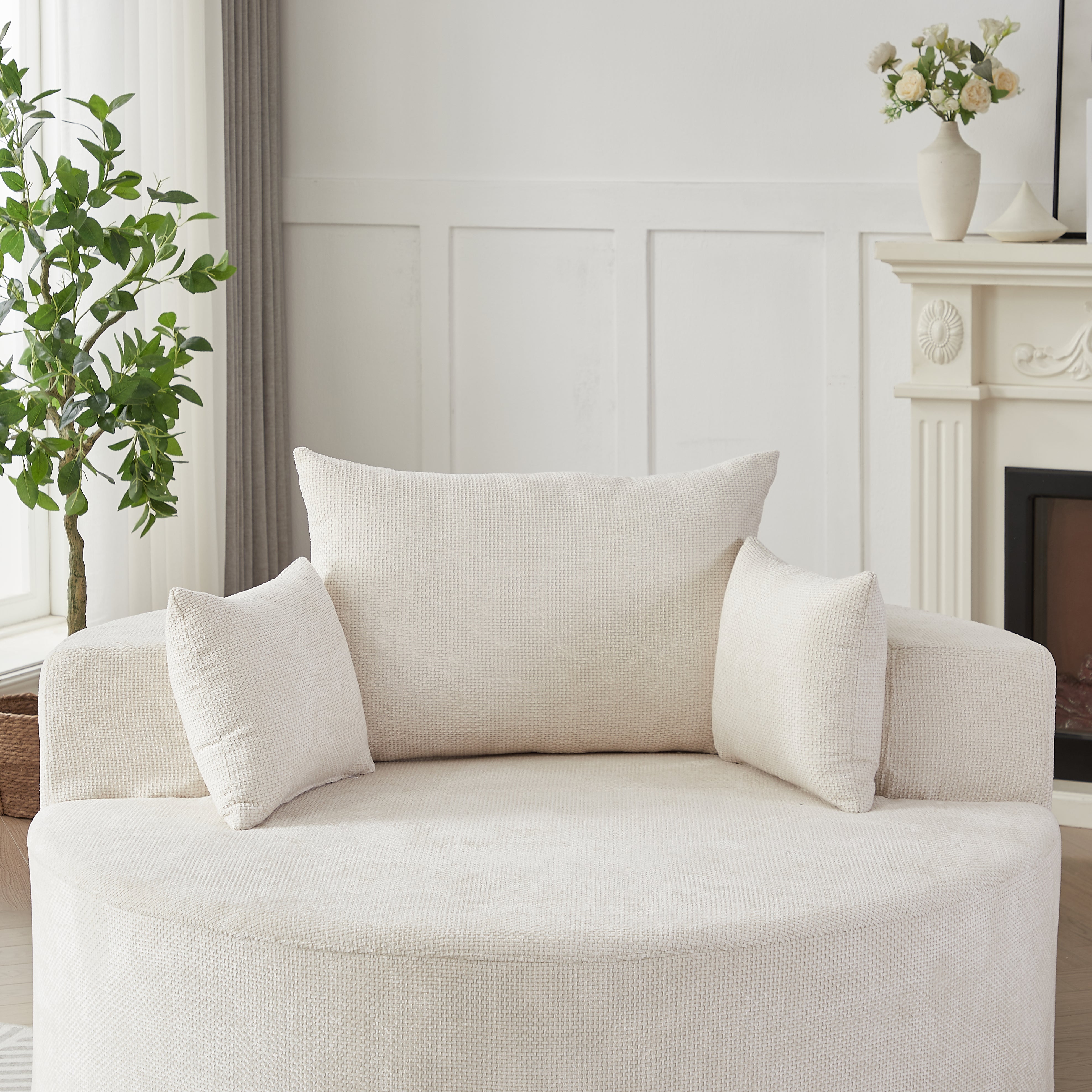 Oversized Chenille Swivel Lounge Chair