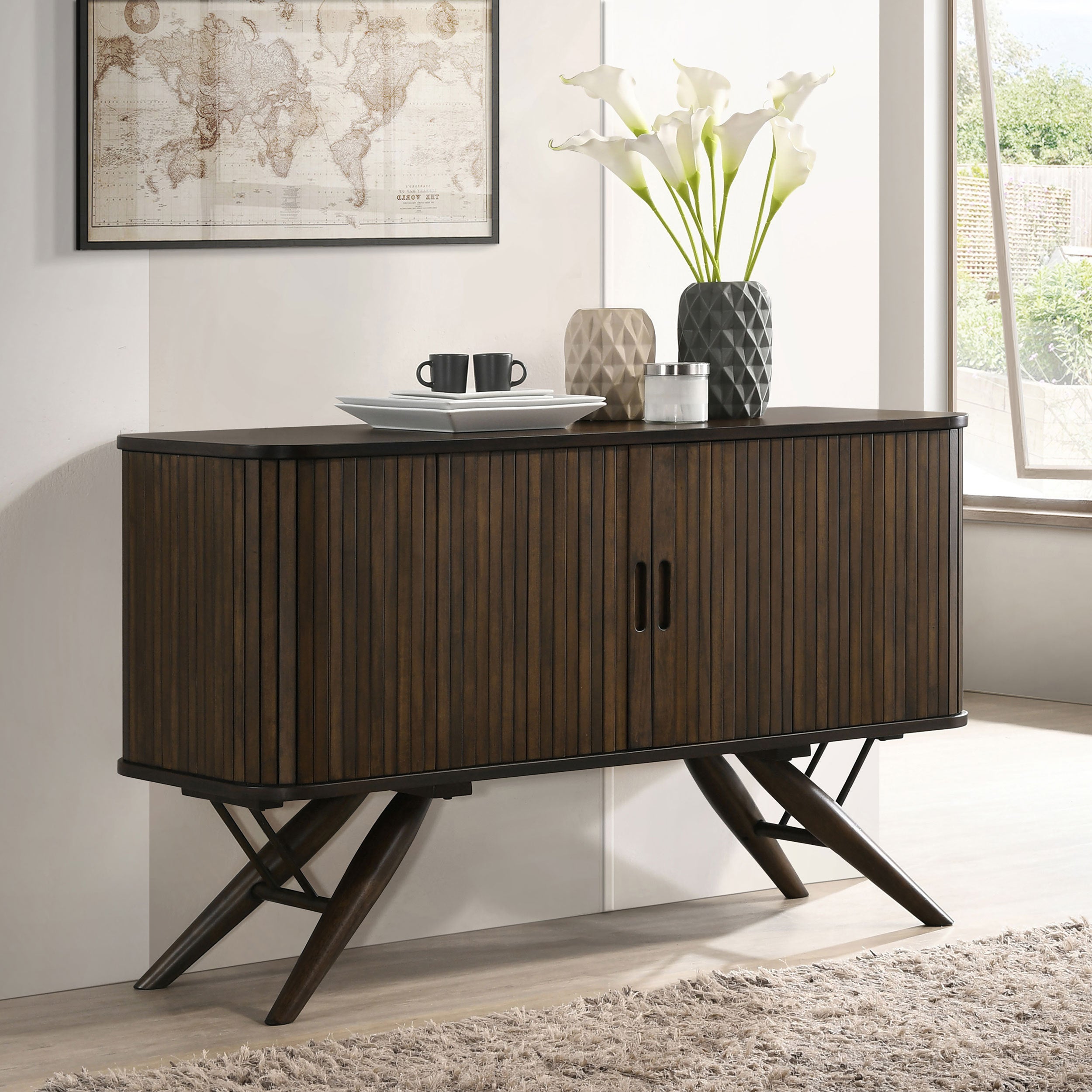 Wes Dark Walnut 2-Door Sideboard Buffet Storage Cabinet