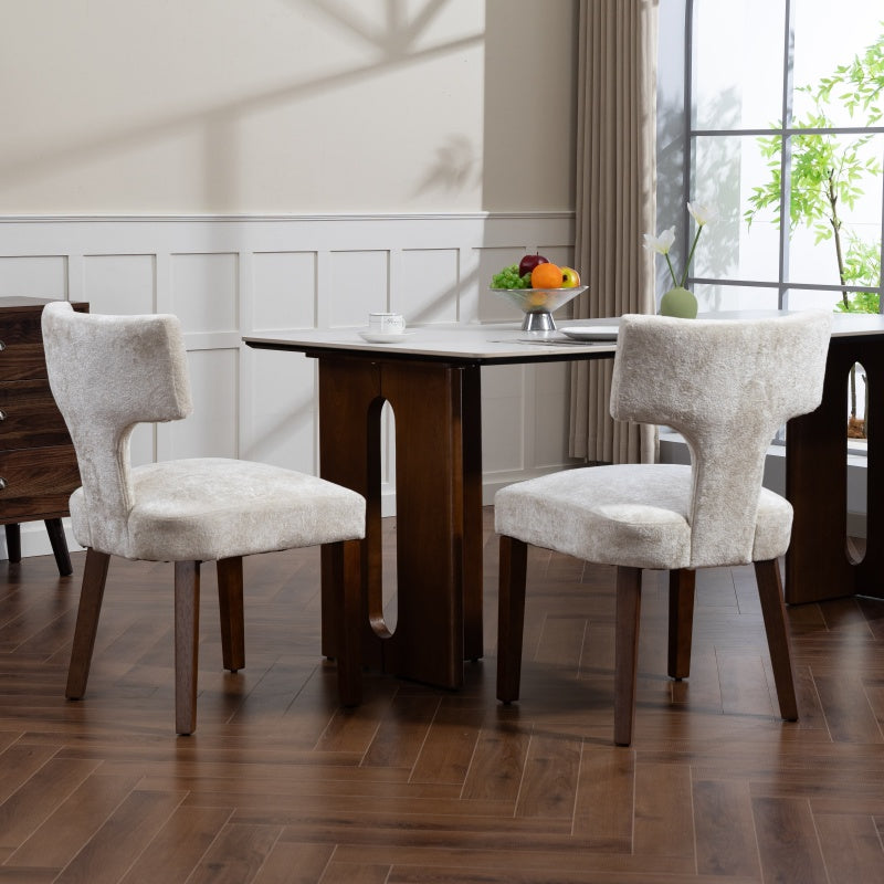Upholstered T-Back Dining Chairs, Set of 2