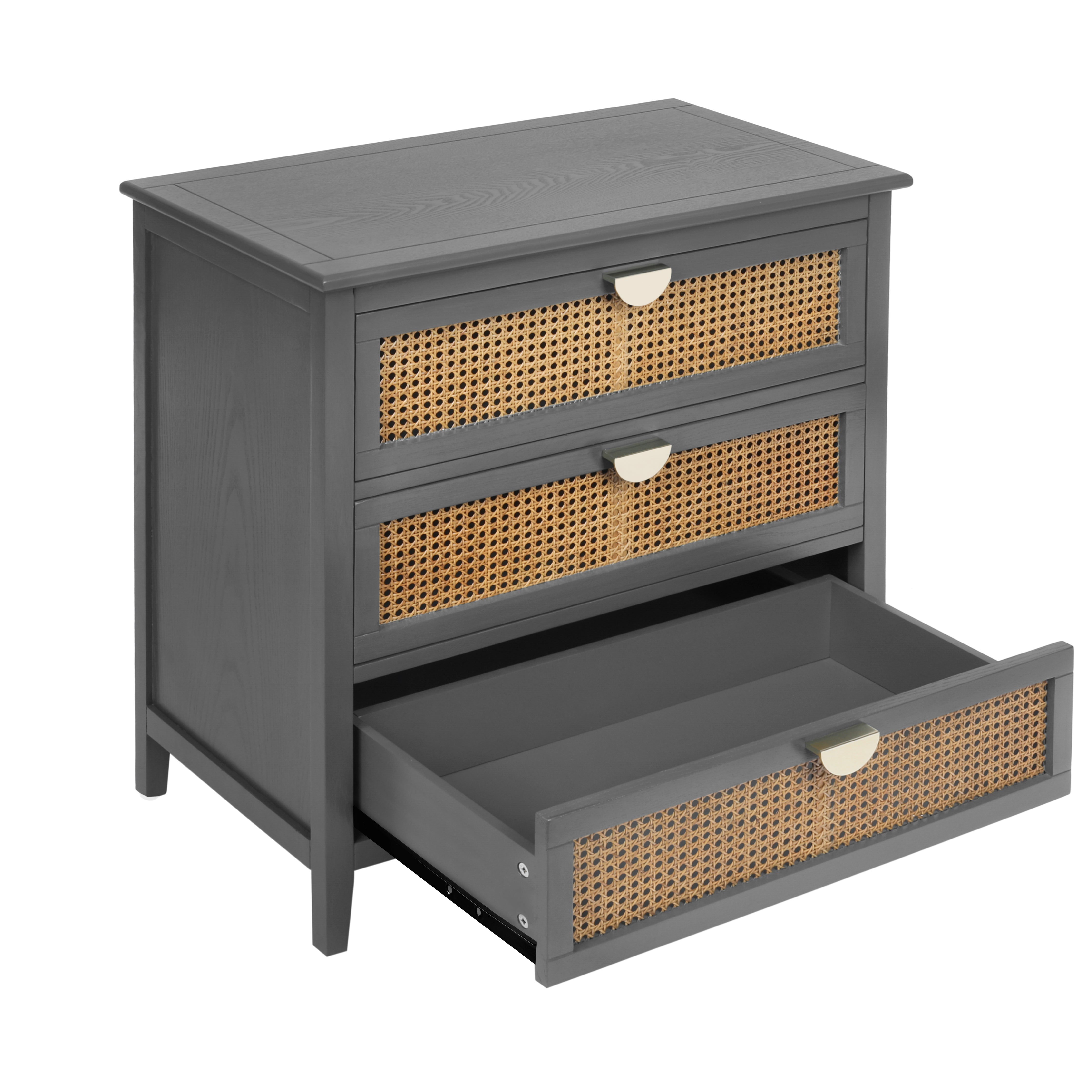 3 Drawer Cabinet with Natural Rattan Drawers