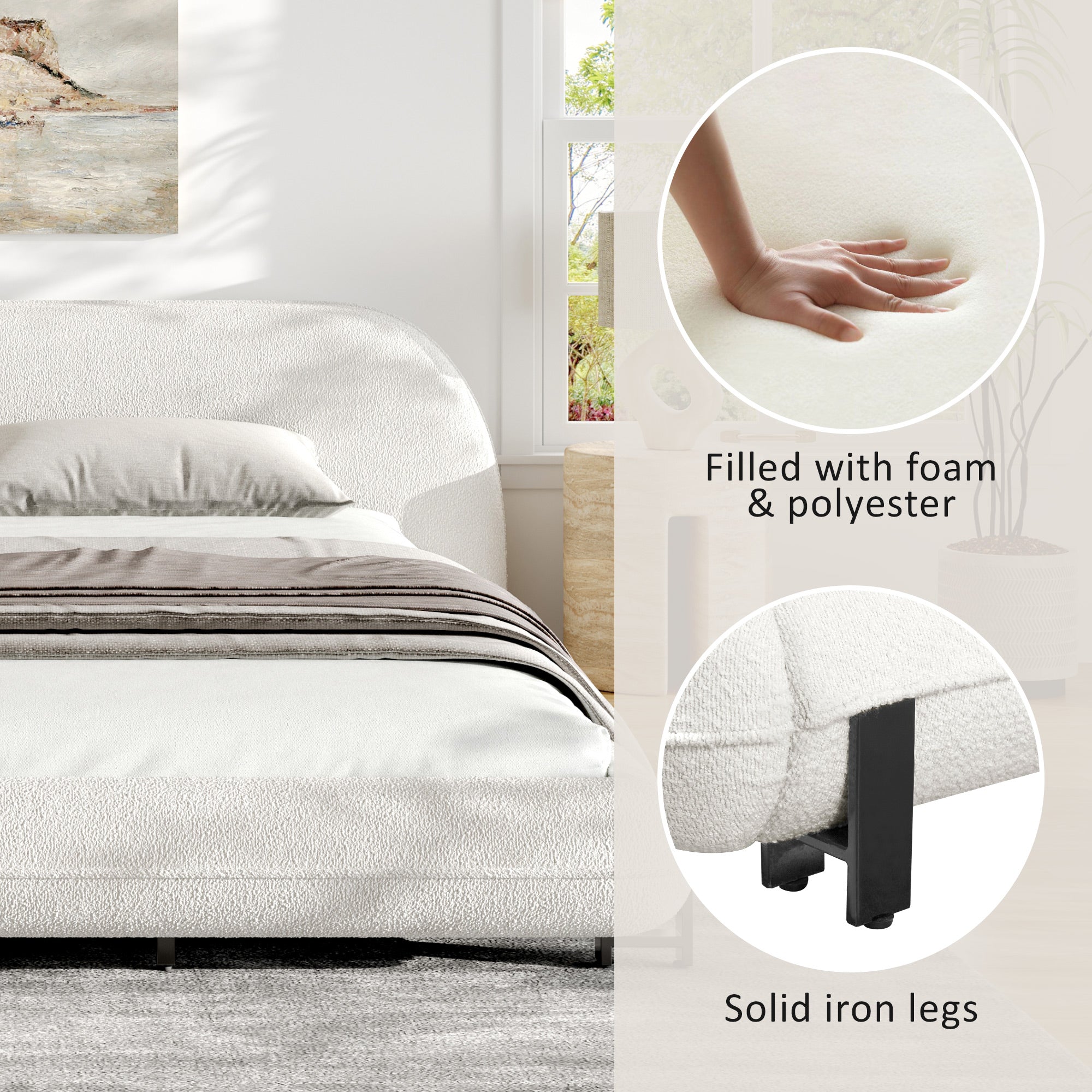 Boucle Upholstered Bed