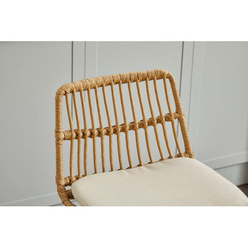 Swivel Bar Stool with Wicker Design and Footrest, Set of 2