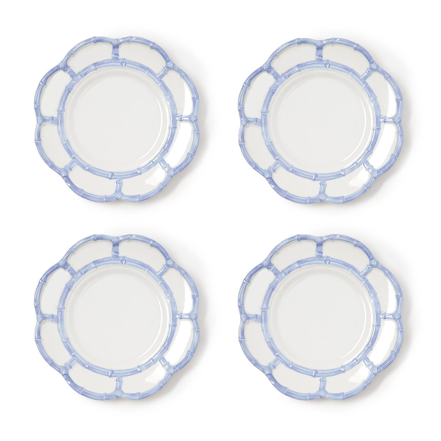 French Blue Bamboo Touch Salad / Dessert Plate, Set of 4