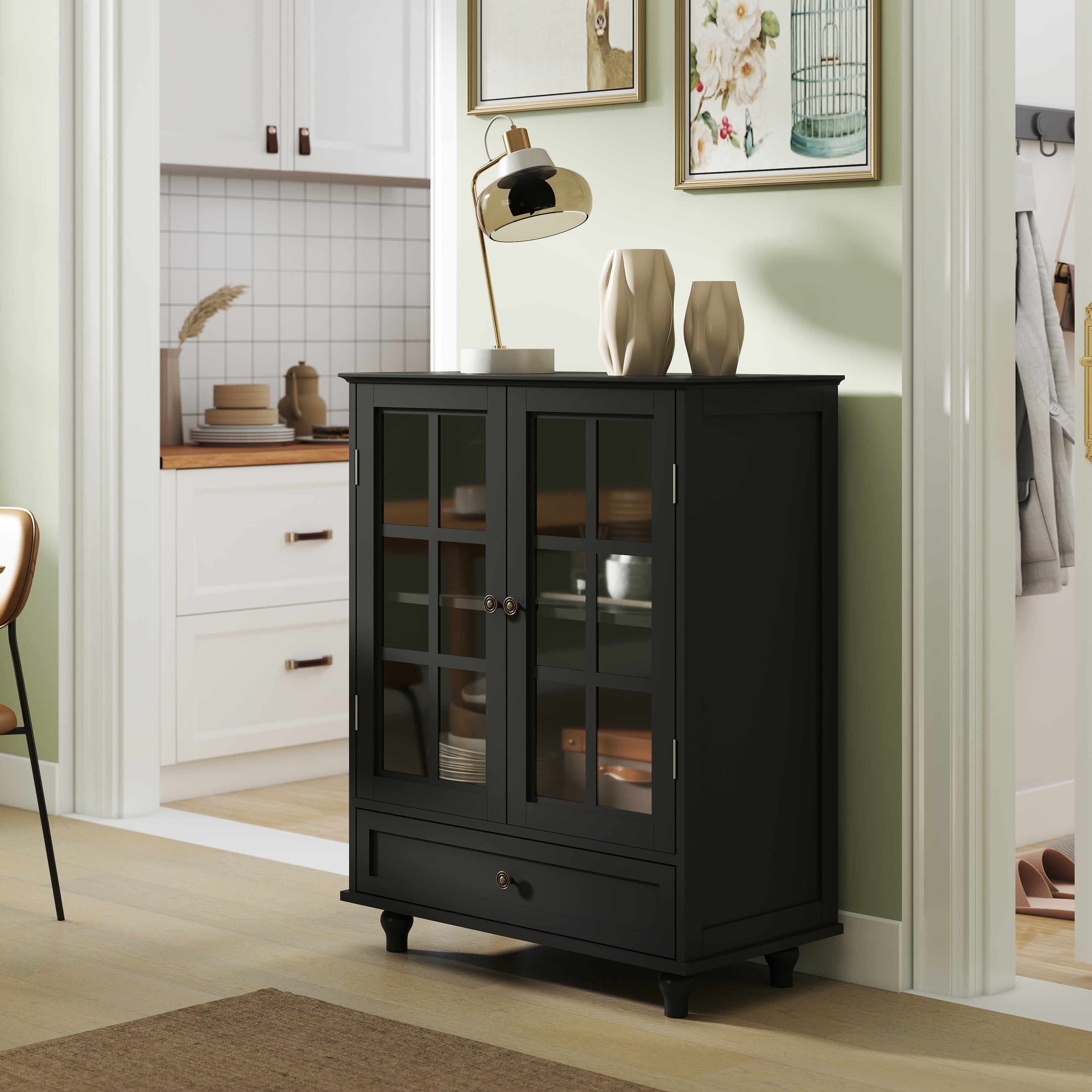 Double Glass Door Accent Cabinet
