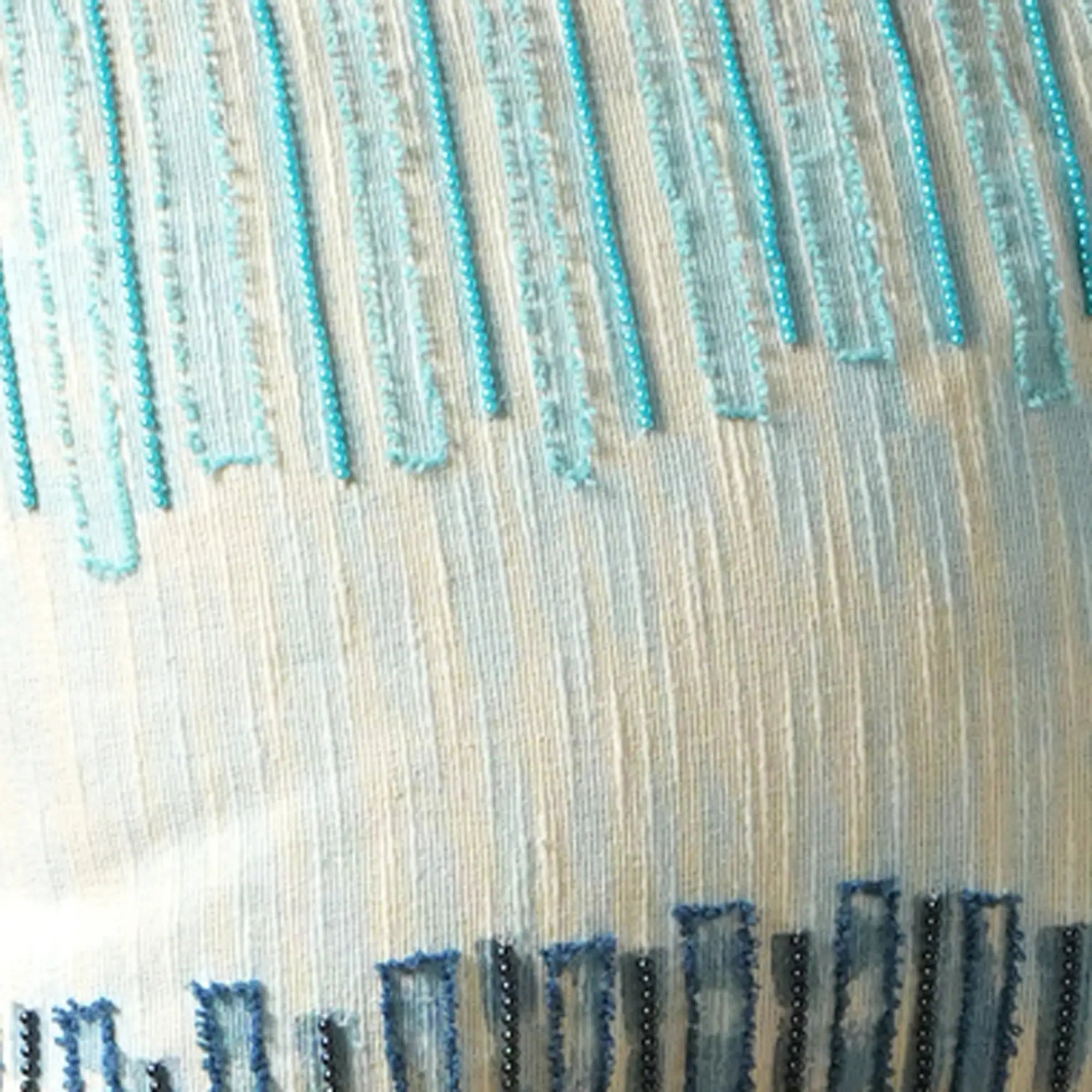 Coastal Horizon Beaded & Embroidered Pillow