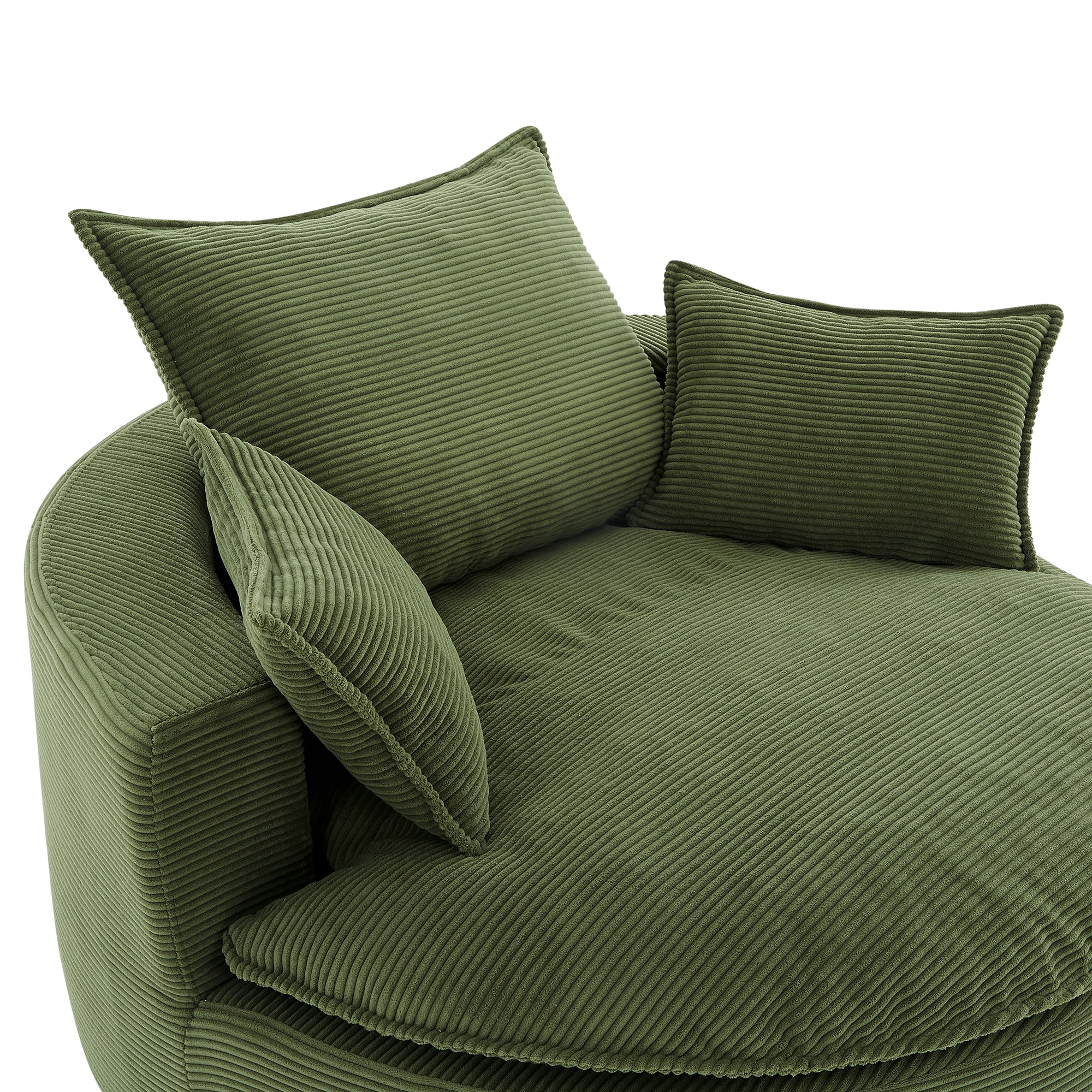 Corduroy 360° Swivel Accent Barrel Chair with 3 Removable Pillows
